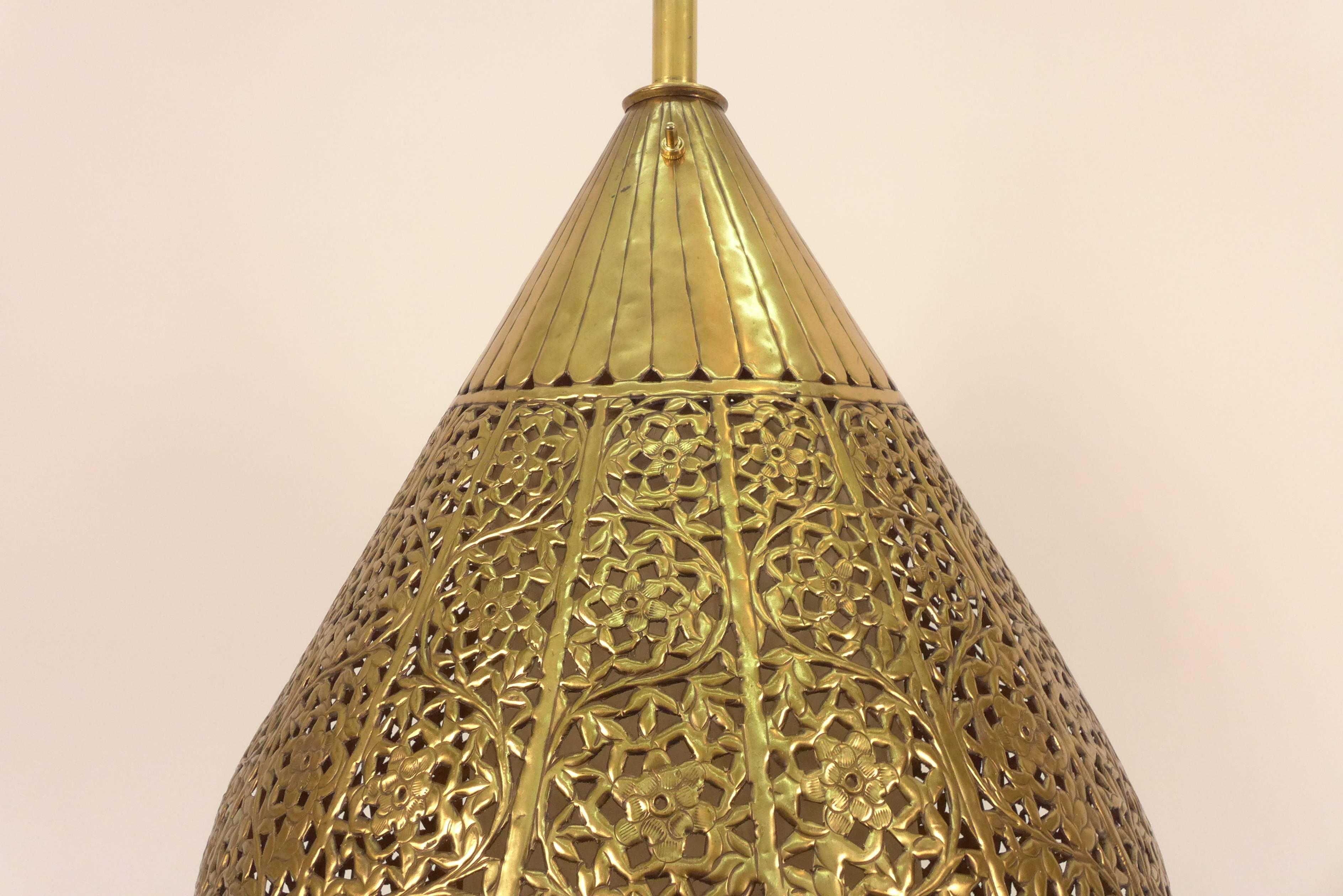 20th Century Monumental Brass Asian Lamp For Sale
