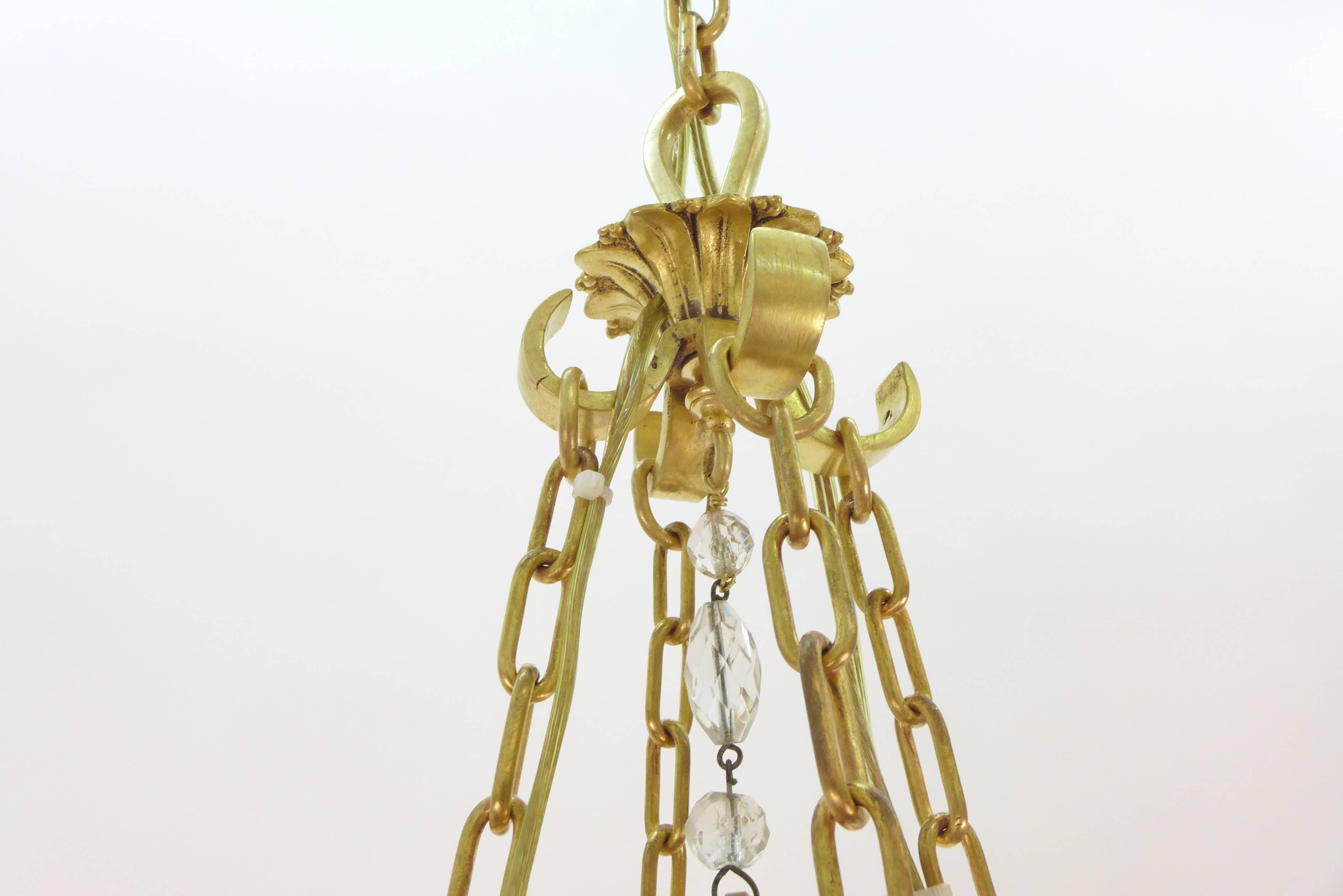 French Gilt Bronze and Glass Chandelier 3