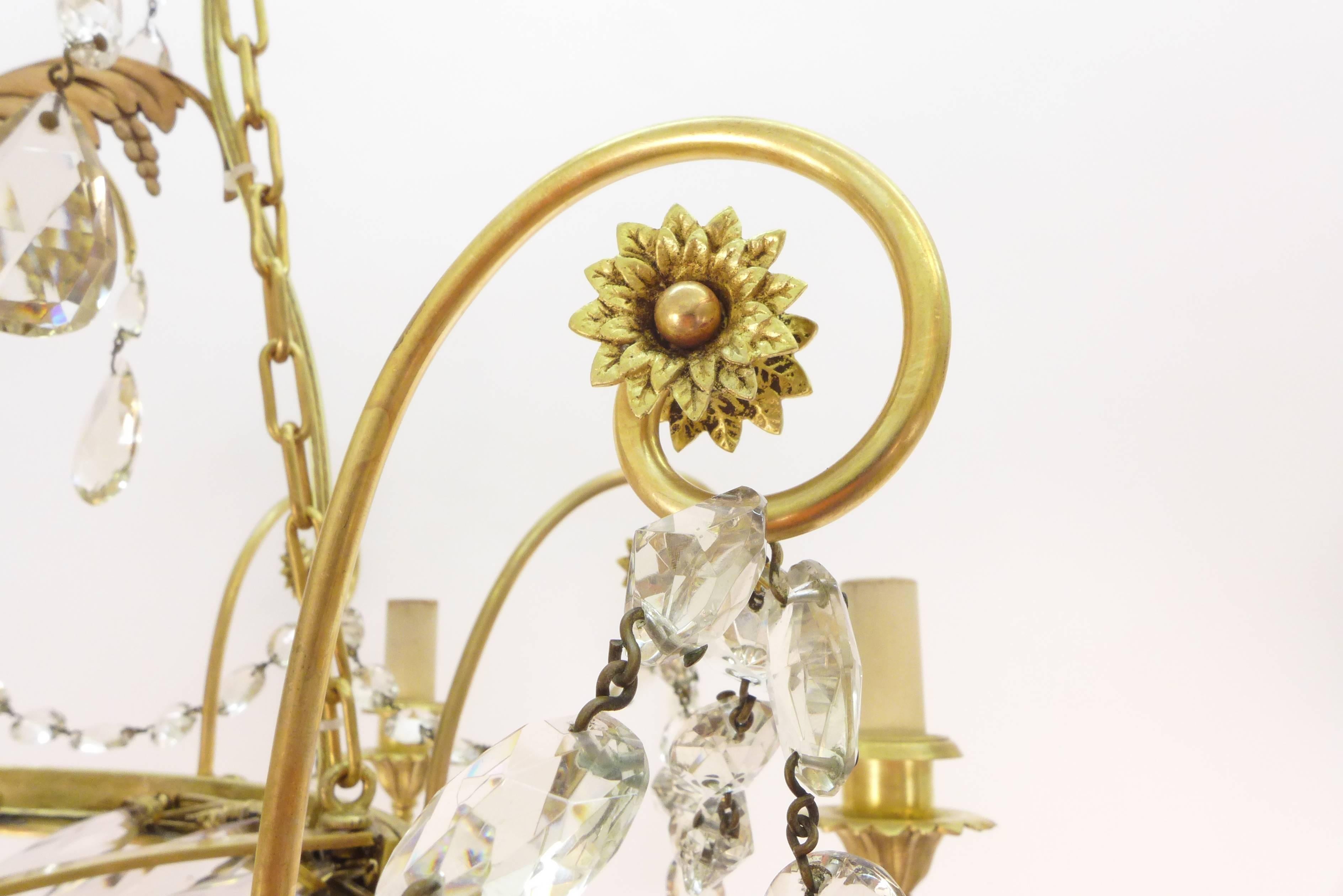 French Gilt Bronze and Glass Chandelier 4