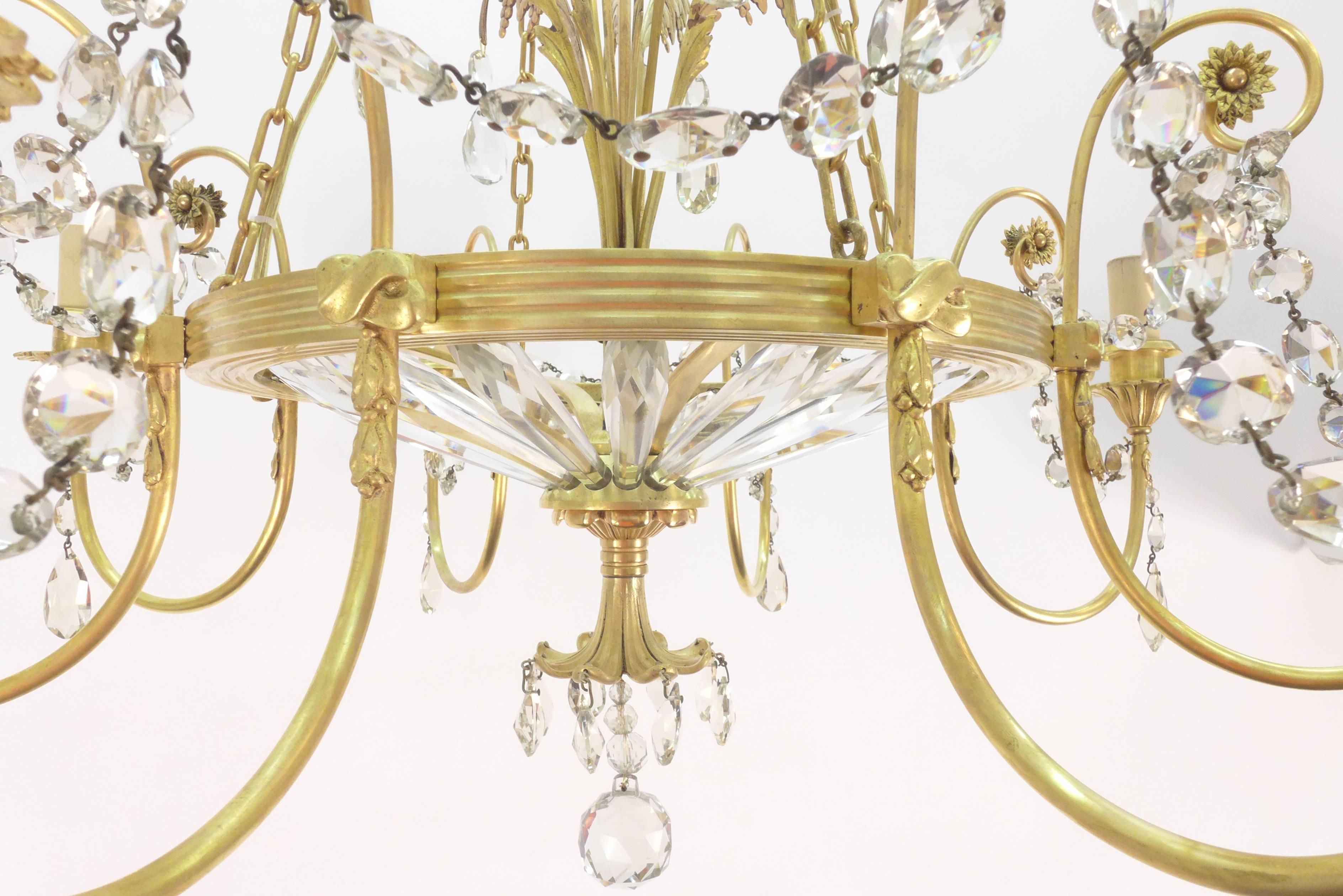 French Gilt Bronze and Glass Chandelier 1