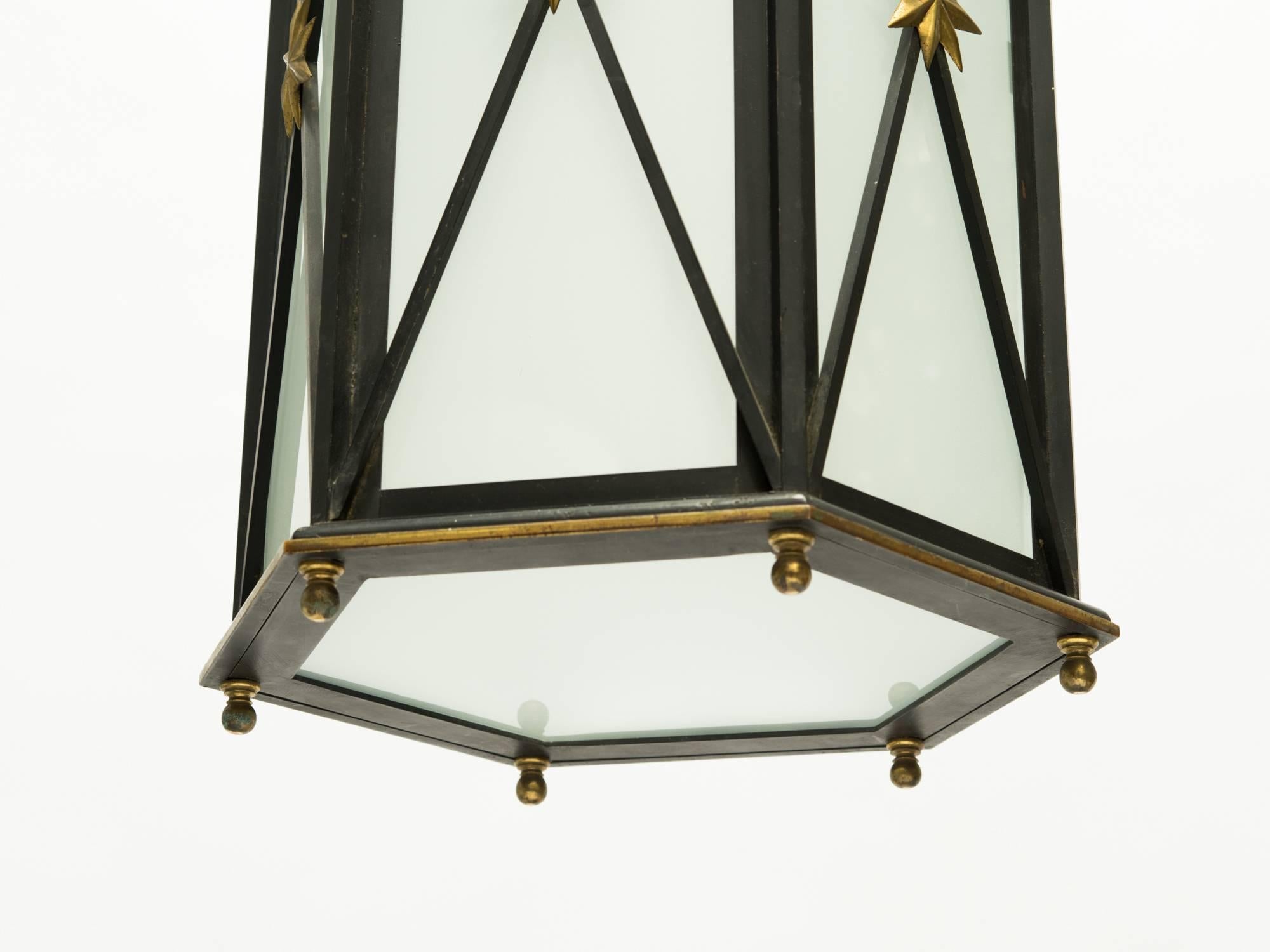 Early 20th Century Iron and Bronze Classical Star Lantern