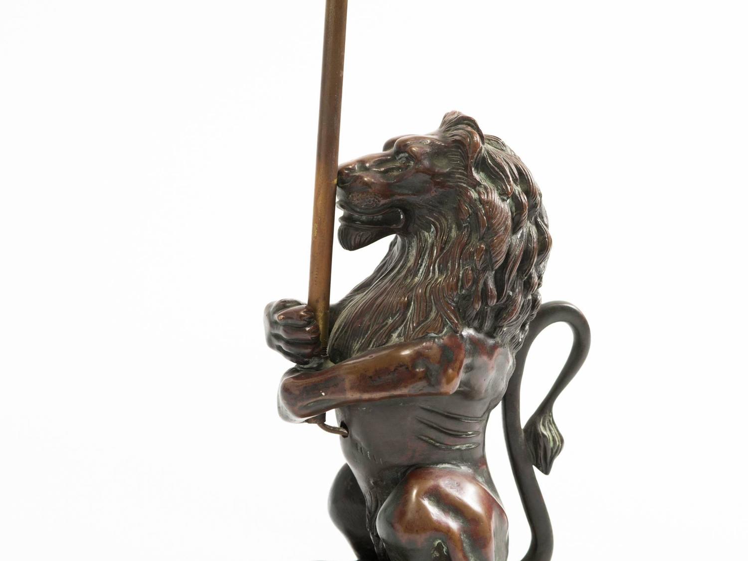 Bronze Lion Lamp at 1stdibs
