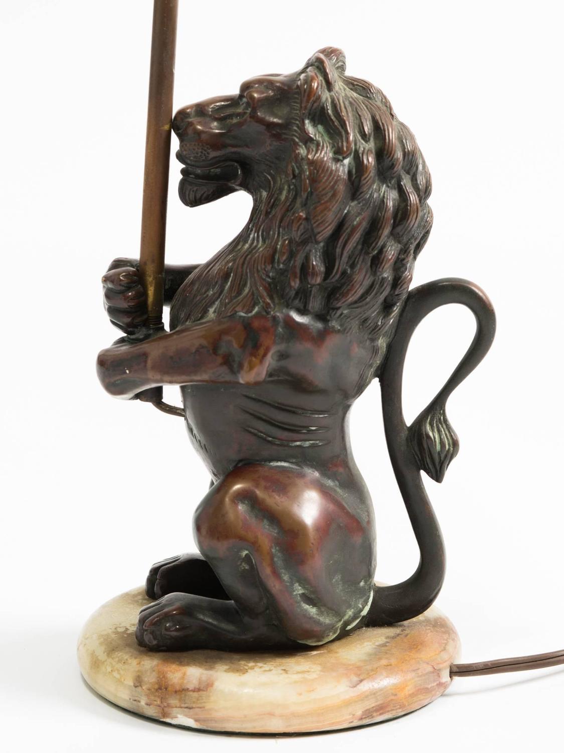 Bronze Lion Lamp at 1stdibs