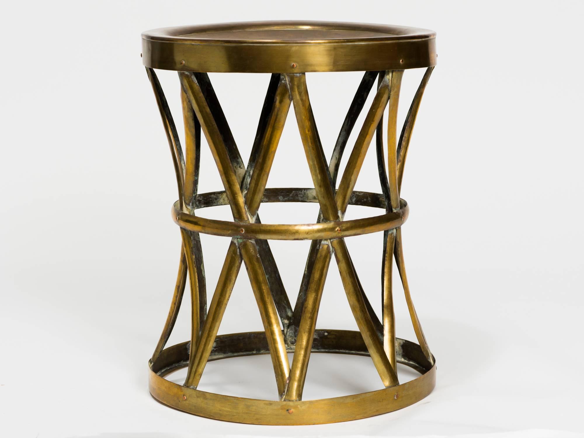 Vintage Brass Drum Stool/Table at 1stDibs drum stool table, vintage
