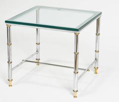 Pair of Chrome and Brass Accent Tables