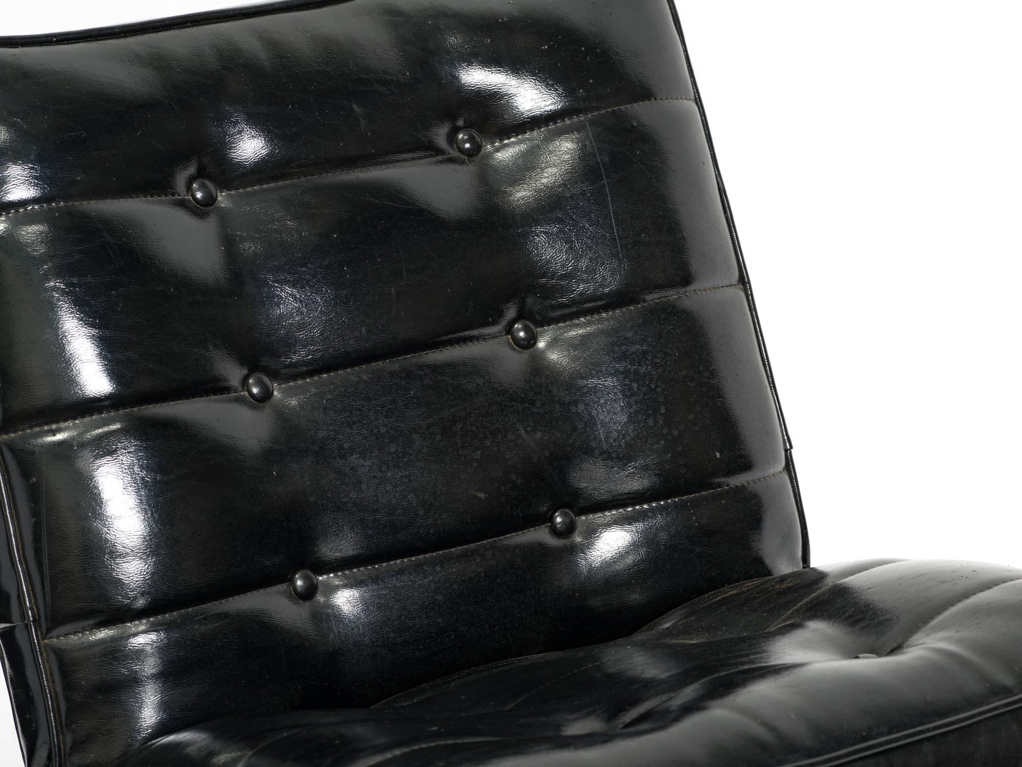 Original vinyl cushions, some buttons missing.