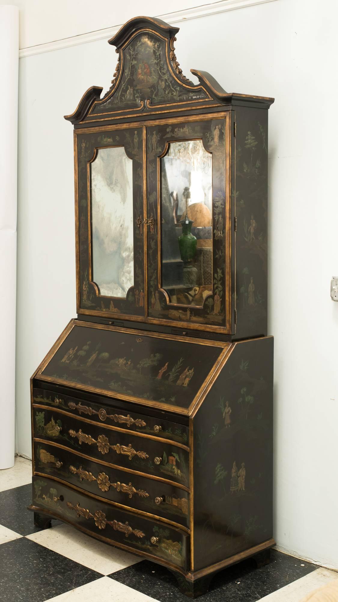 Chinoiserie Hand-Painted English Secretary 5