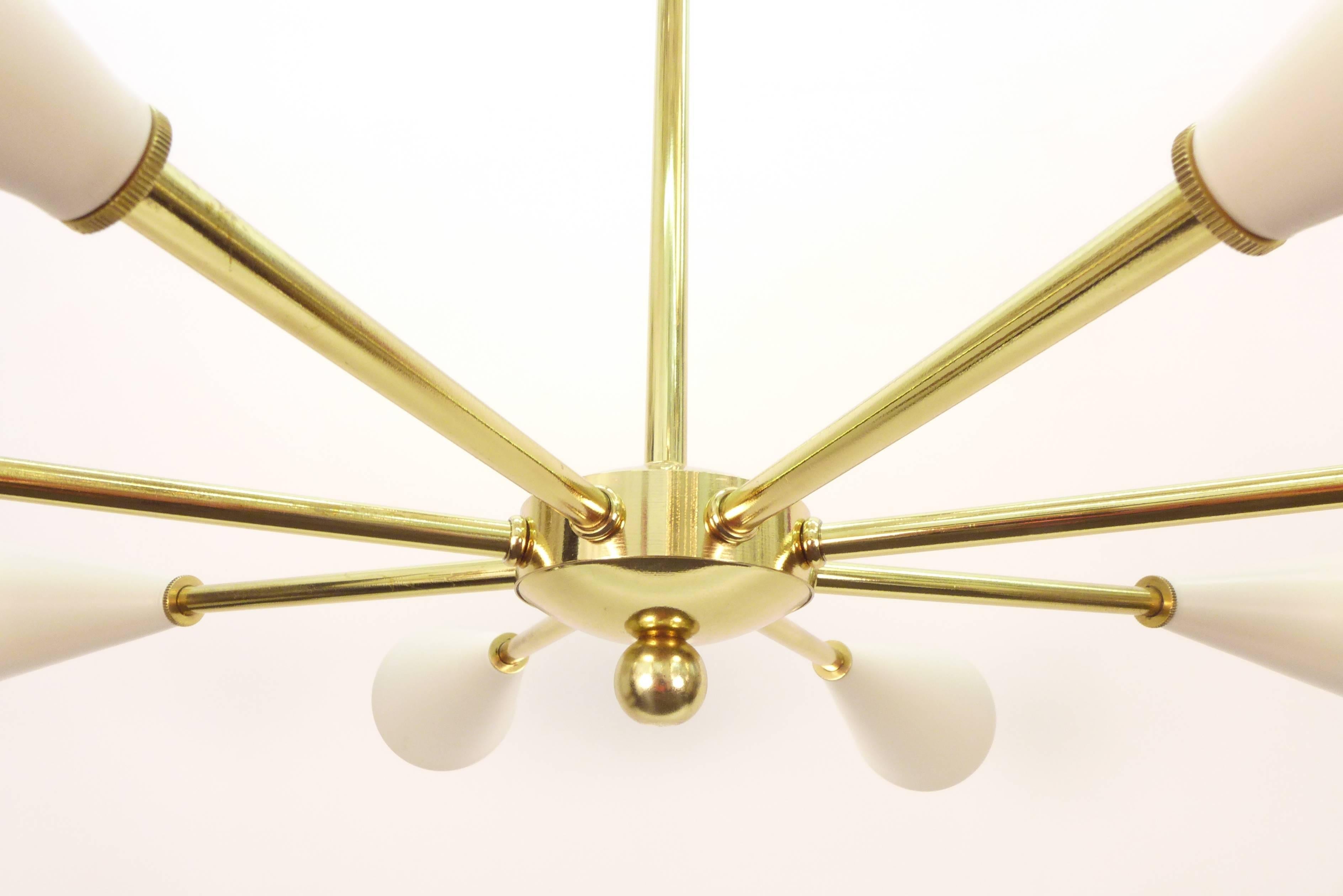 Conical Sputnik Chandelier Stilnovo Style In Excellent Condition For Sale In Tarrytown, NY