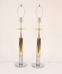 Gold and Nickel Parzinger Style Table Lamps