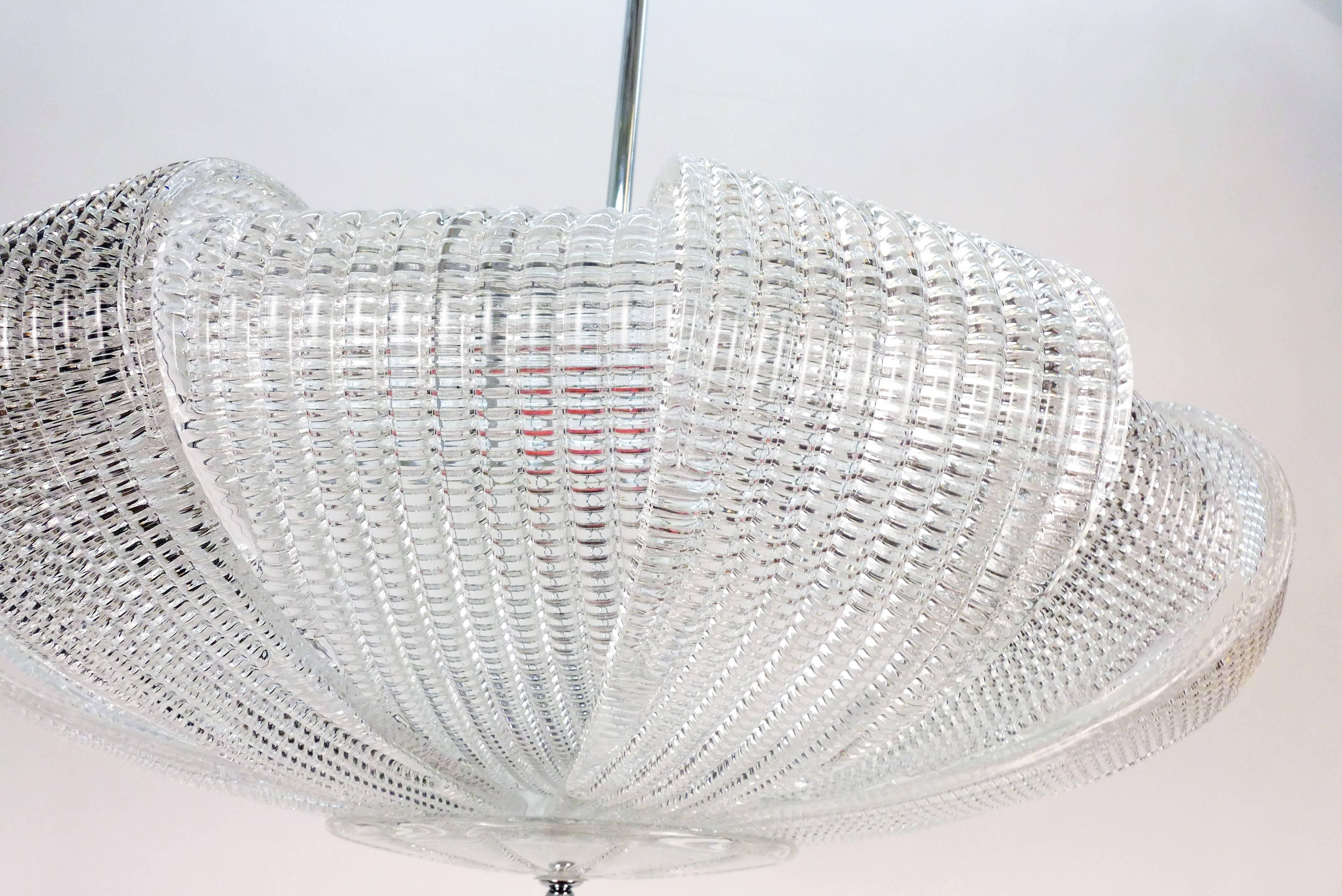 Grand lustre de Murano en verre texturé en vente 1