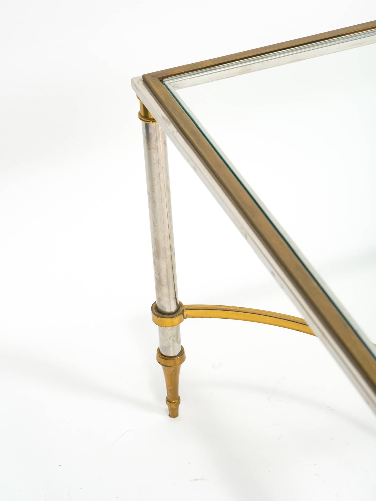 Italian Maison Jansen Style Steel and Brass Coffee Table