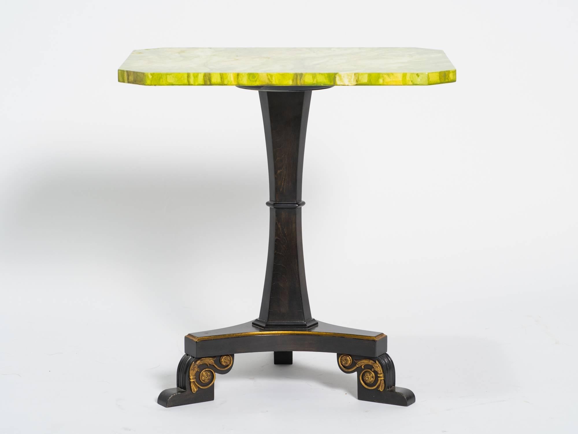 1950s painted faux marble classical side table made in Italy.