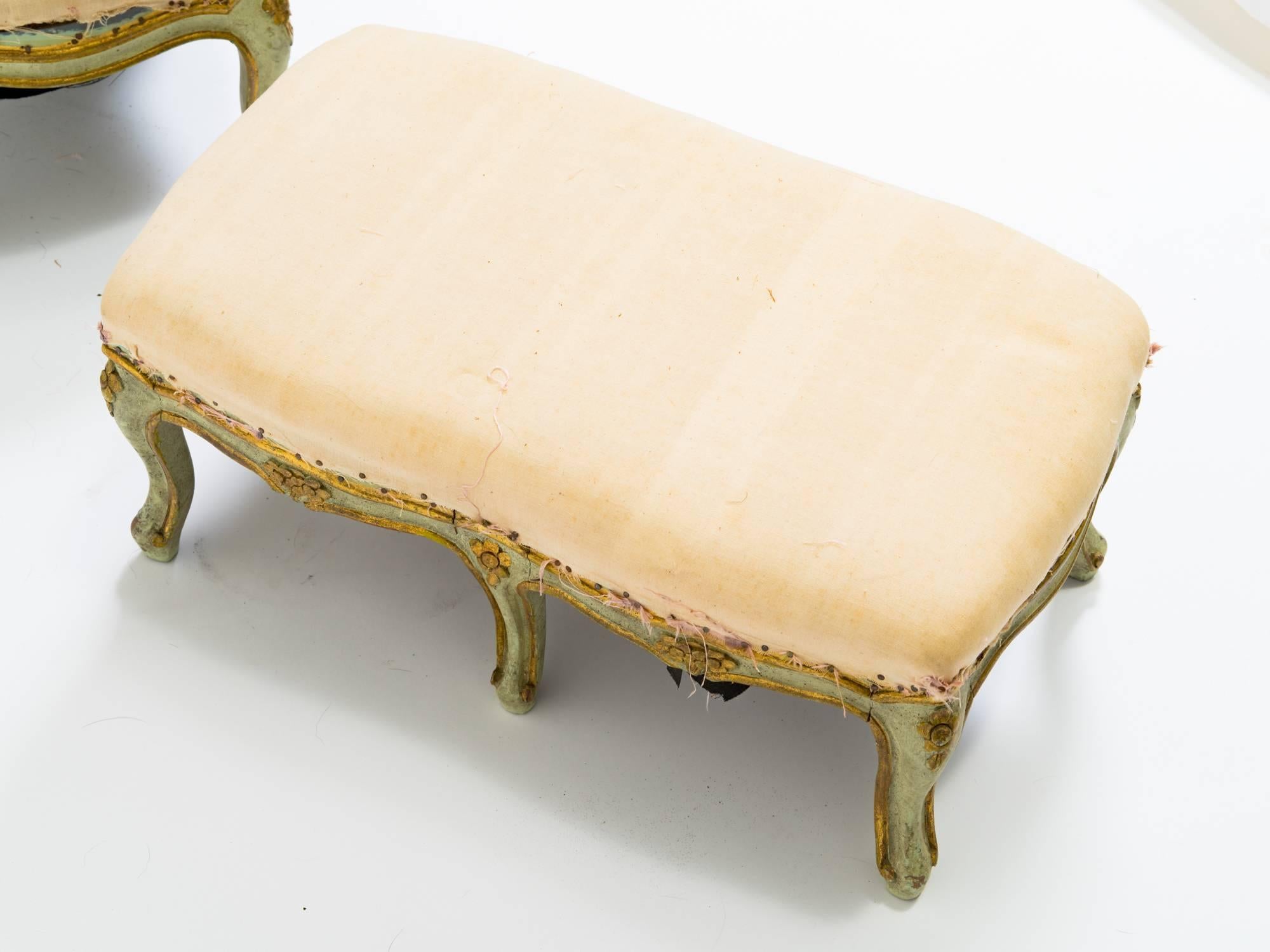 Pair of French Painted Footstools In Good Condition In Tarrytown, NY