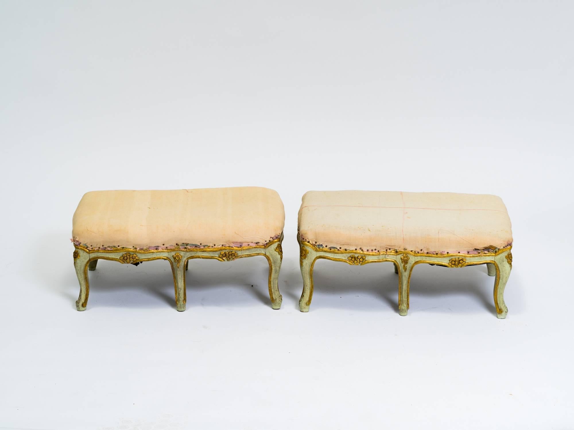 Pair of French Painted Footstools 1