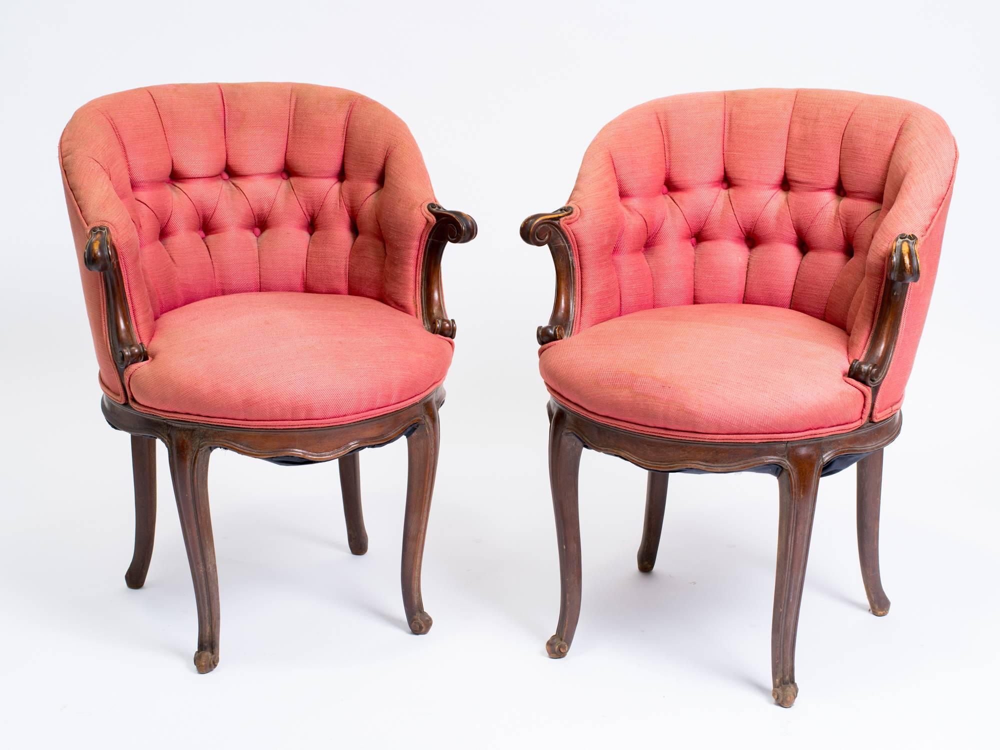 Wood  2 Pairs  of 1940s  French Armchairs