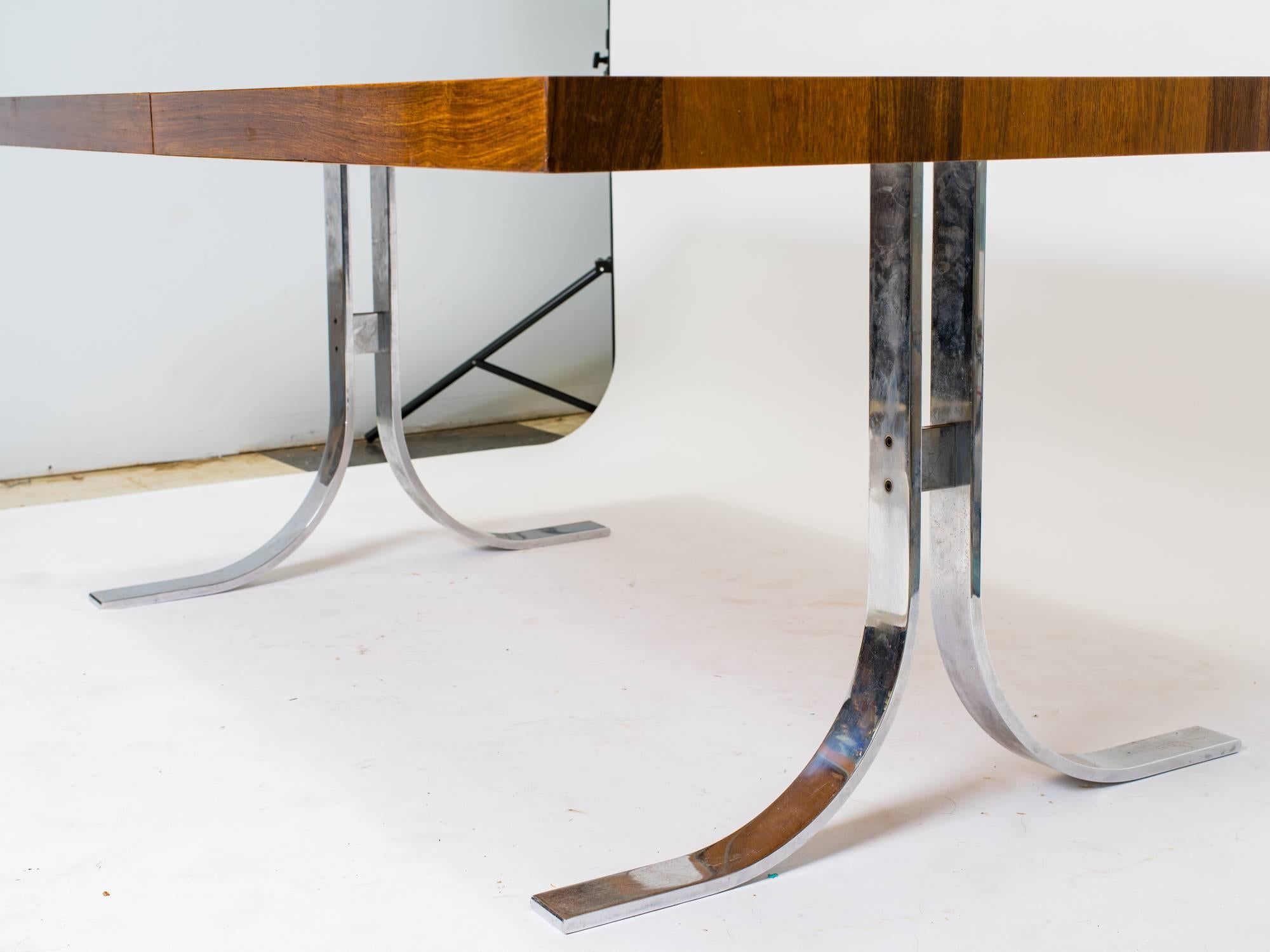Dyrlund Dining Table with Steel Base In Good Condition In Tarrytown, NY