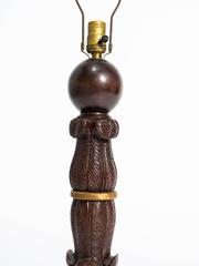 1940s Carved Wood Lamp
