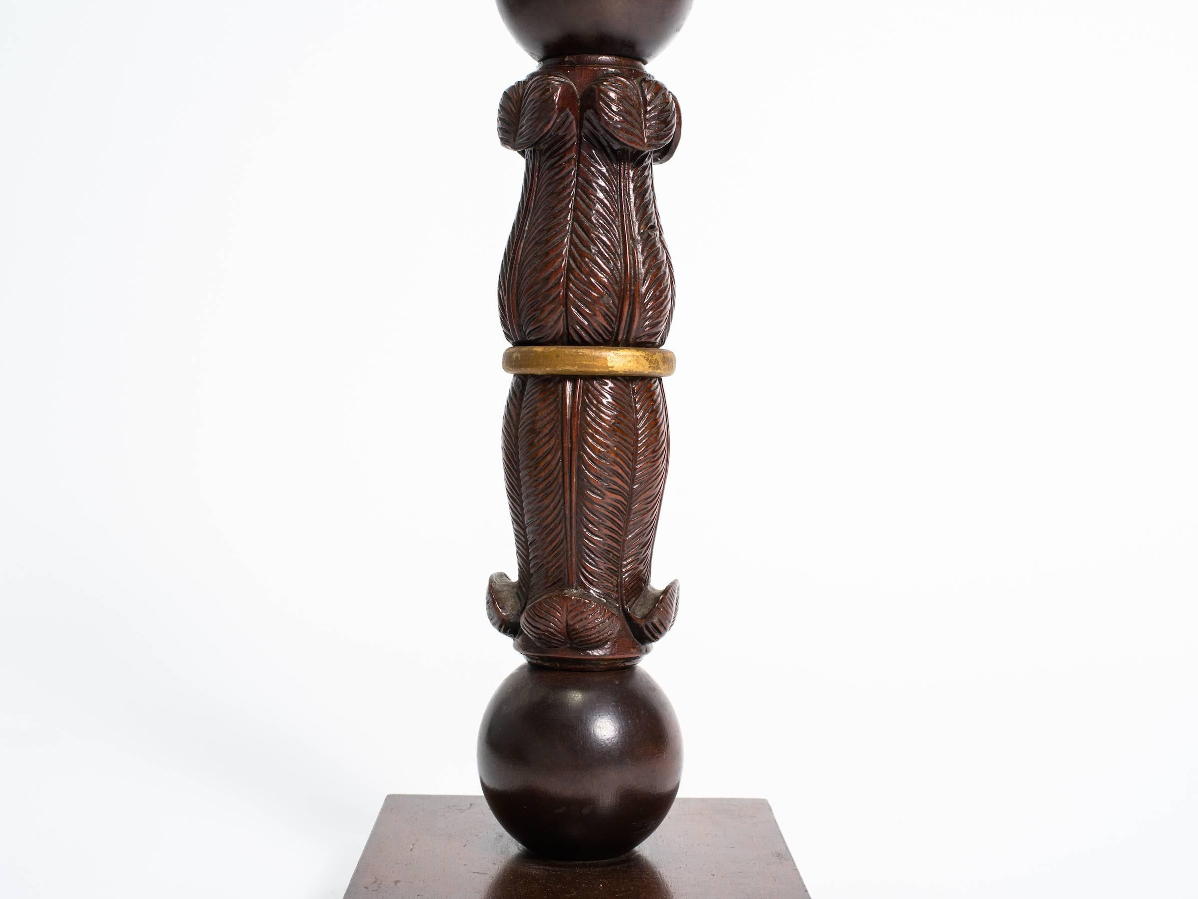 1940s Carved Wood Lamp In Good Condition For Sale In Tarrytown, NY