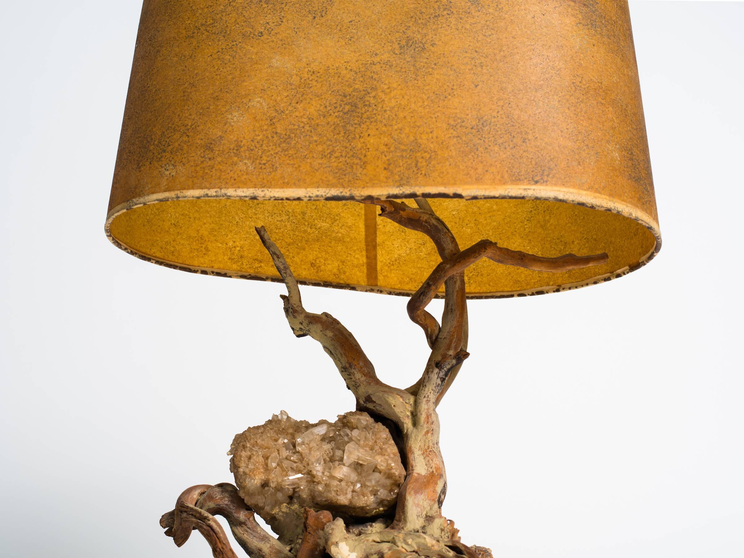 Driftwood and Quartz Table Lamp For Sale 2