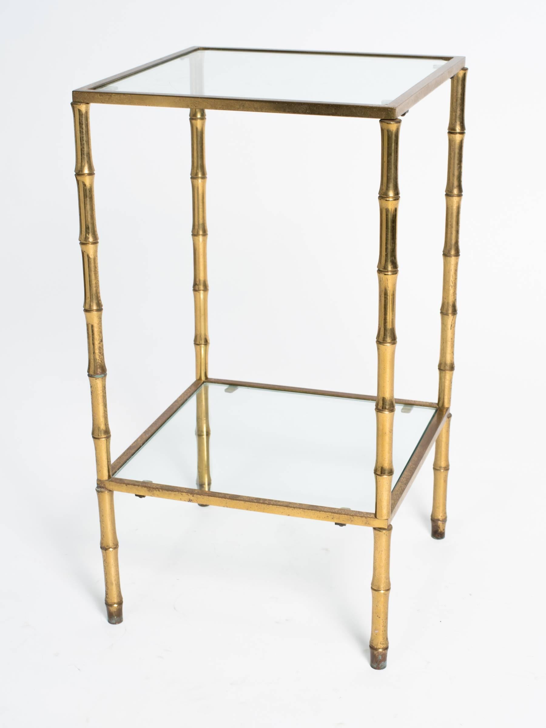 brass bamboo side table