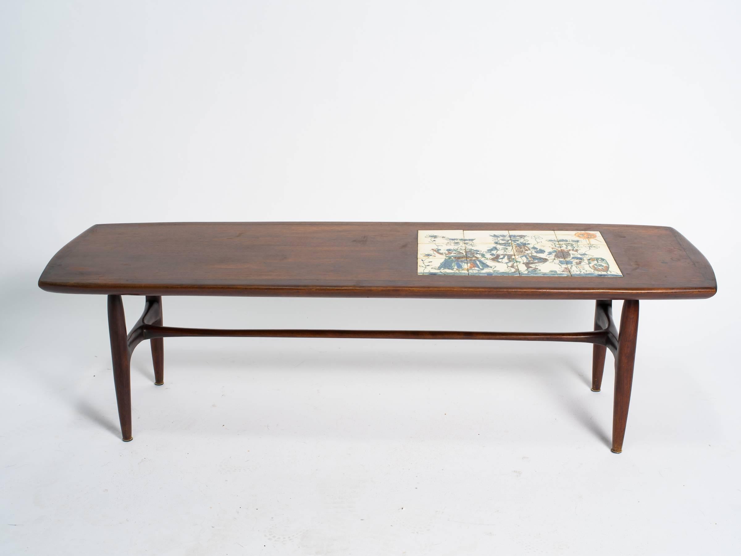 Alvin Hollingsworth Tile Top Teak Coffee Table In Good Condition In Tarrytown, NY