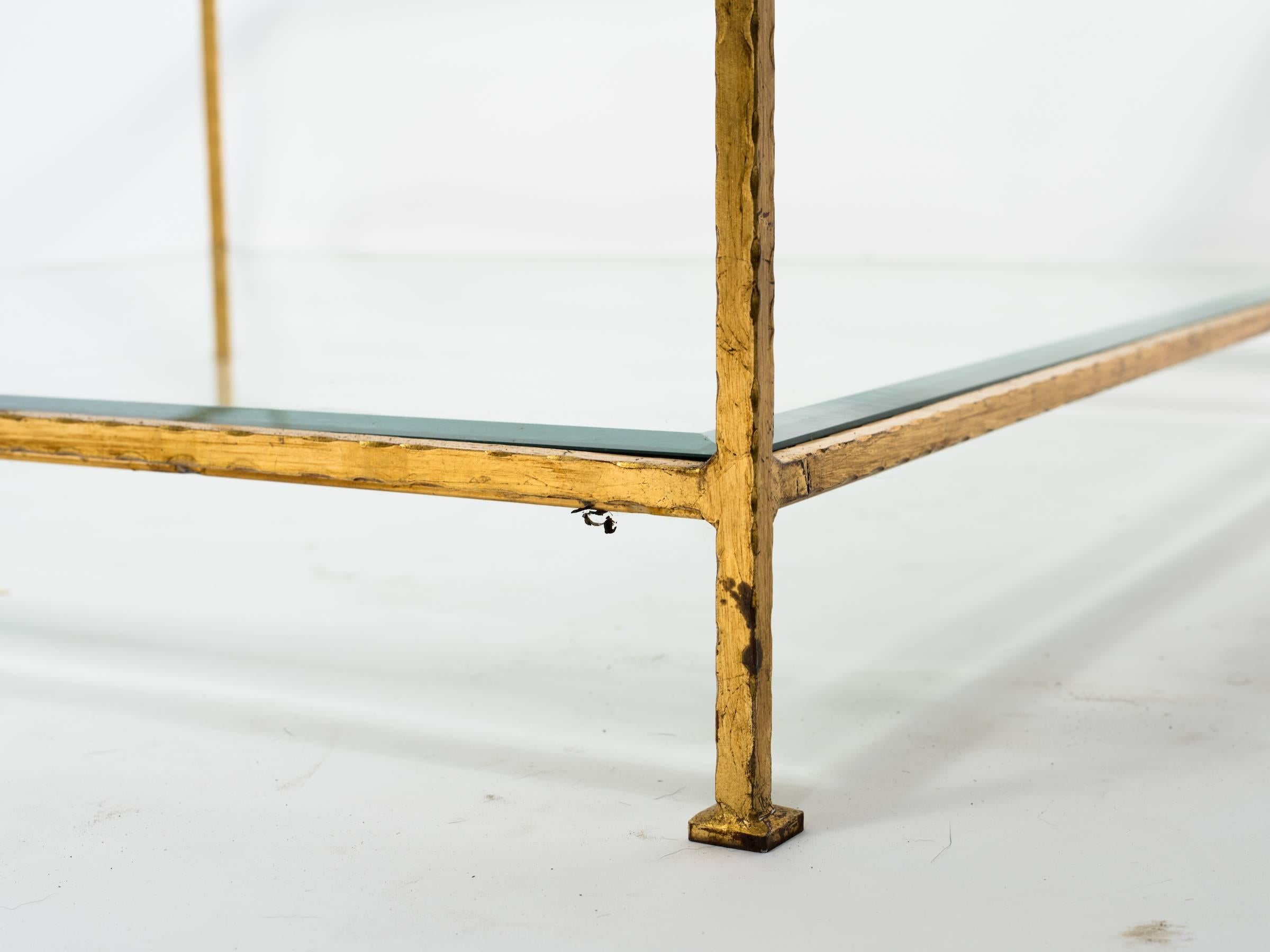 Two-Tiered Gilt Iron Coffee Table In Good Condition In Tarrytown, NY