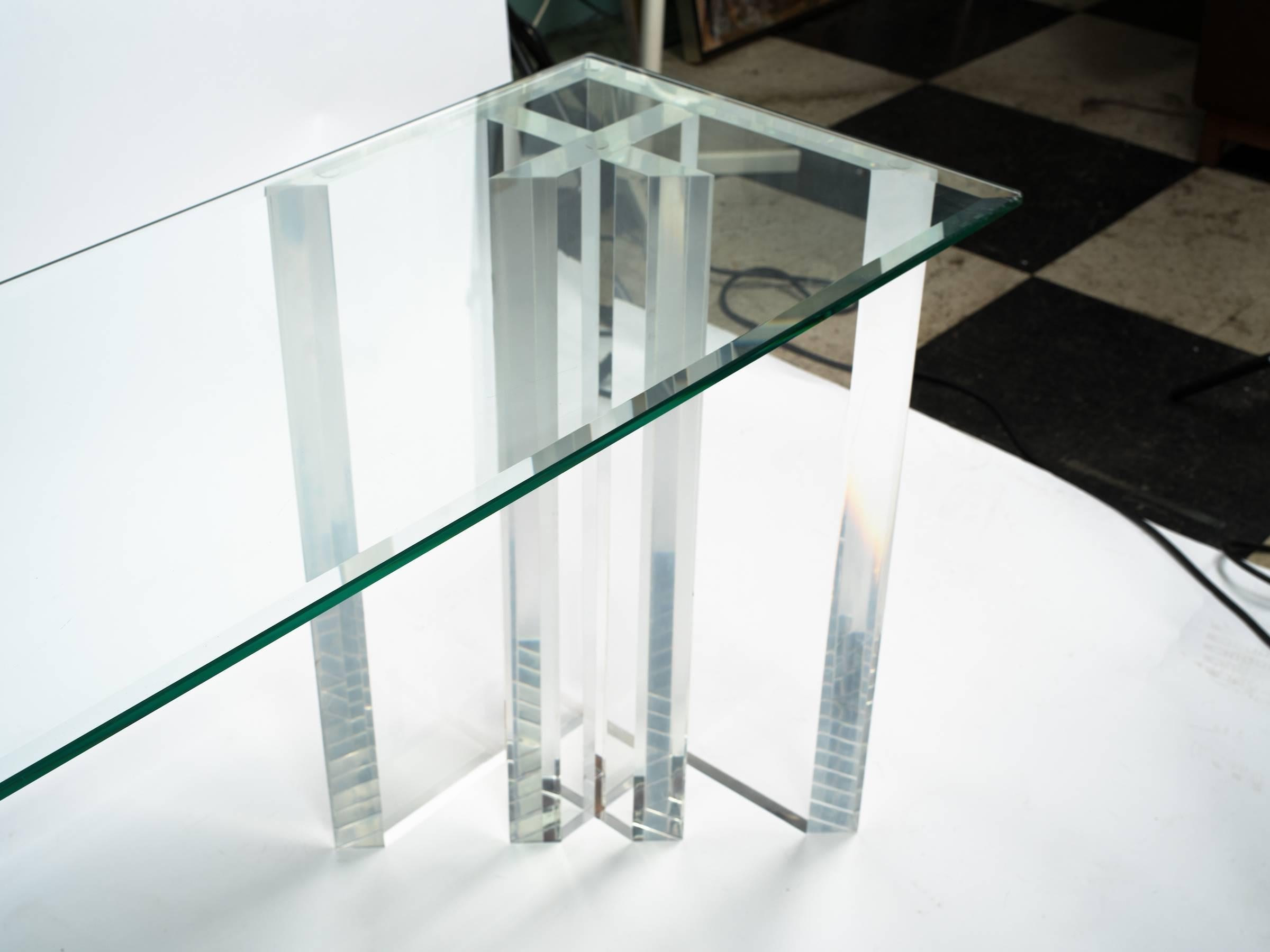 Pair of Lucite Bases for a Console In Good Condition In Tarrytown, NY