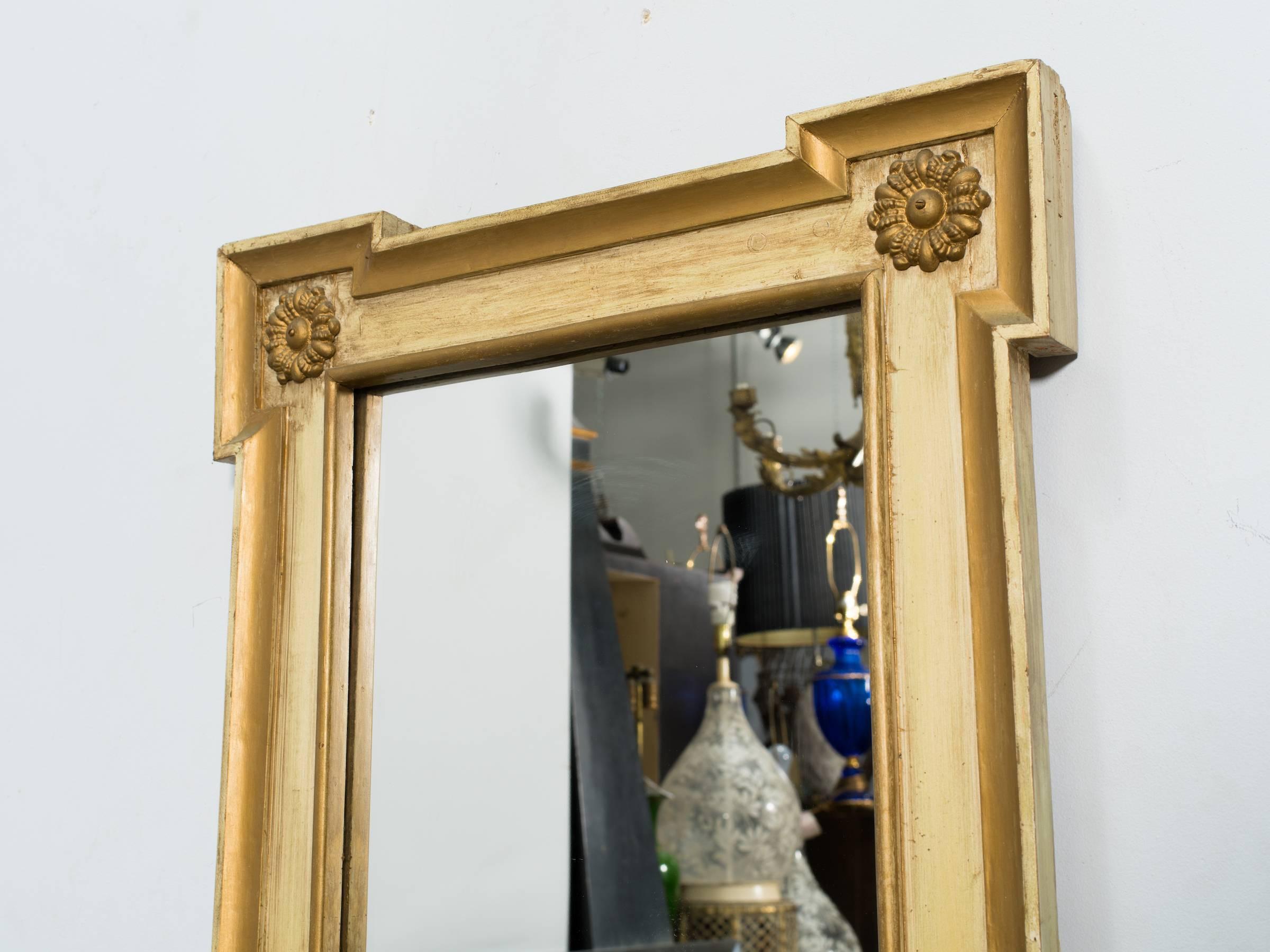 19th Century French Painted Mirror with Sconces In Good Condition In Tarrytown, NY