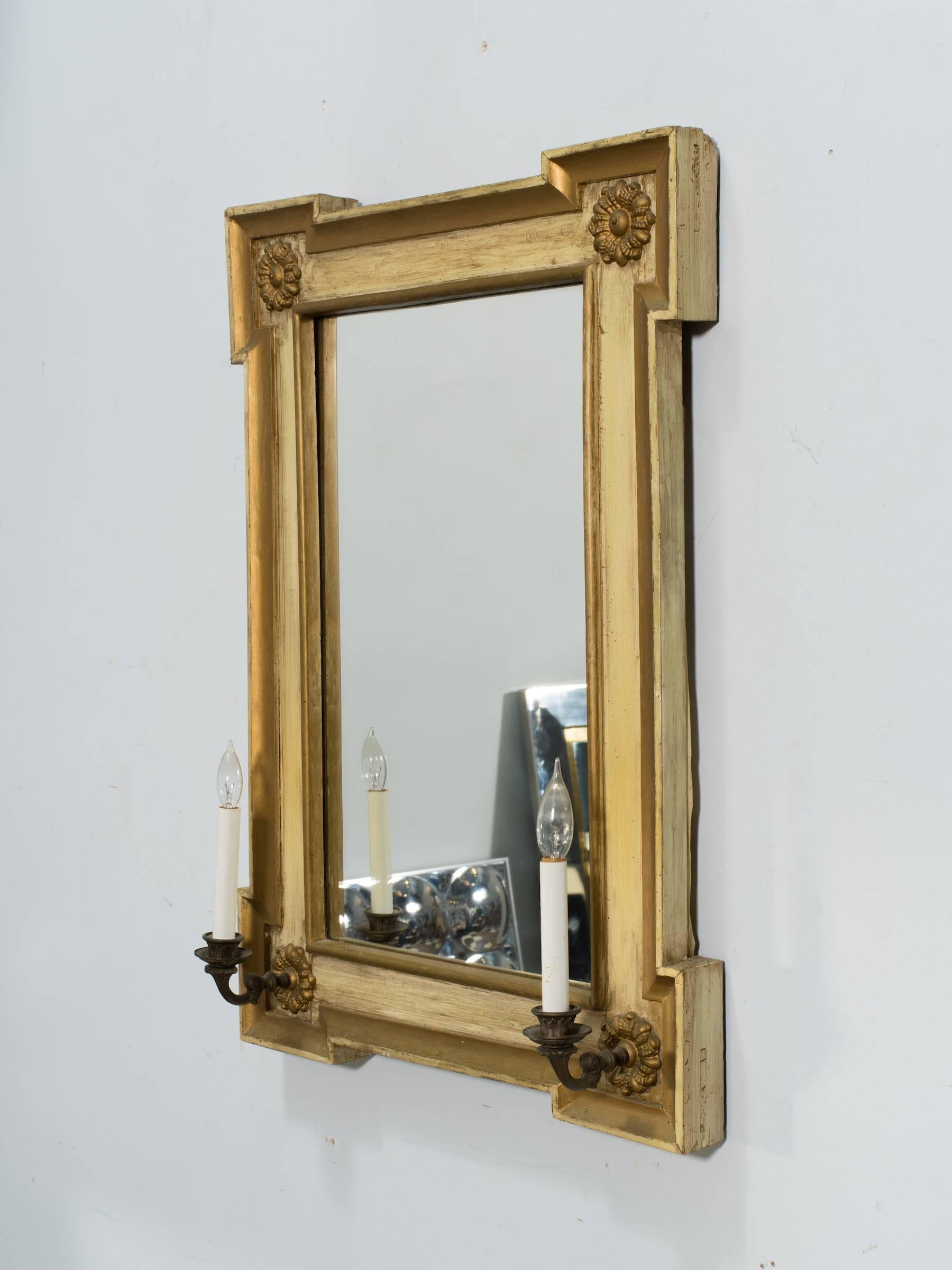19th Century French Painted Mirror with Sconces 3