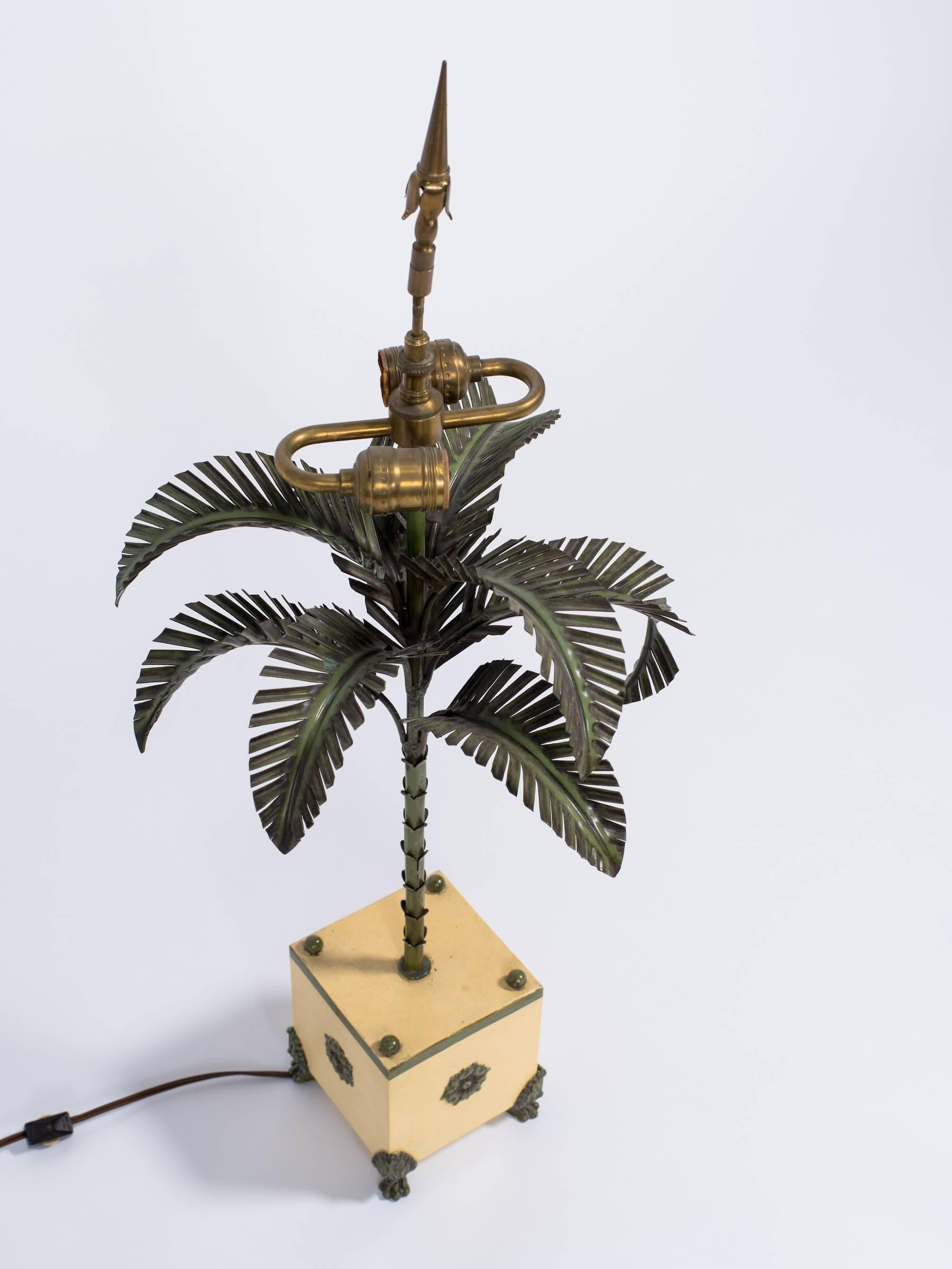 Mid-20th Century 1960s Tole Palm Tree Lamp