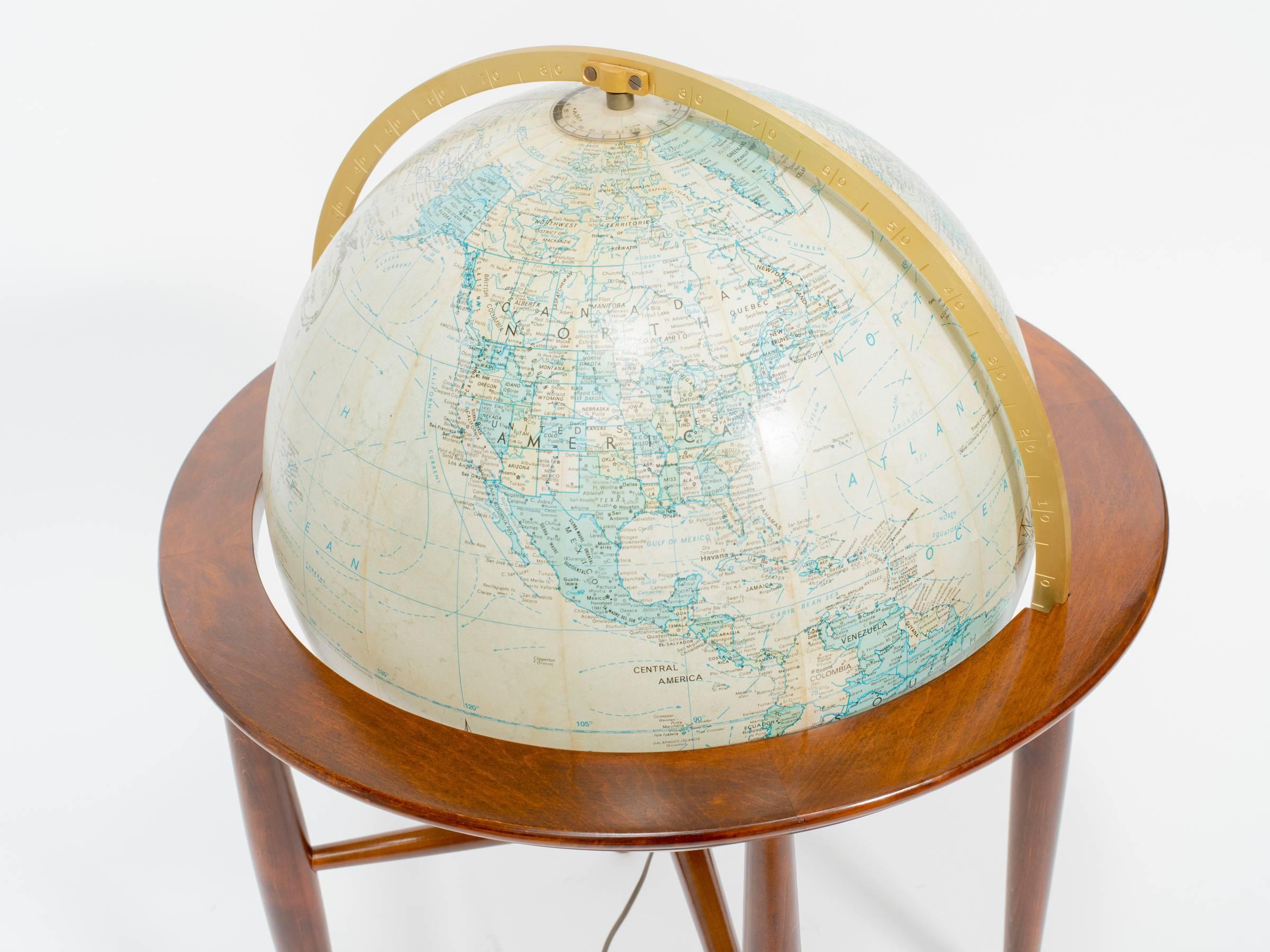 Late 20th Century Replogle Illuminated Globe on Stand
