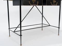 Jean Royere Style Iron and Leather Desk