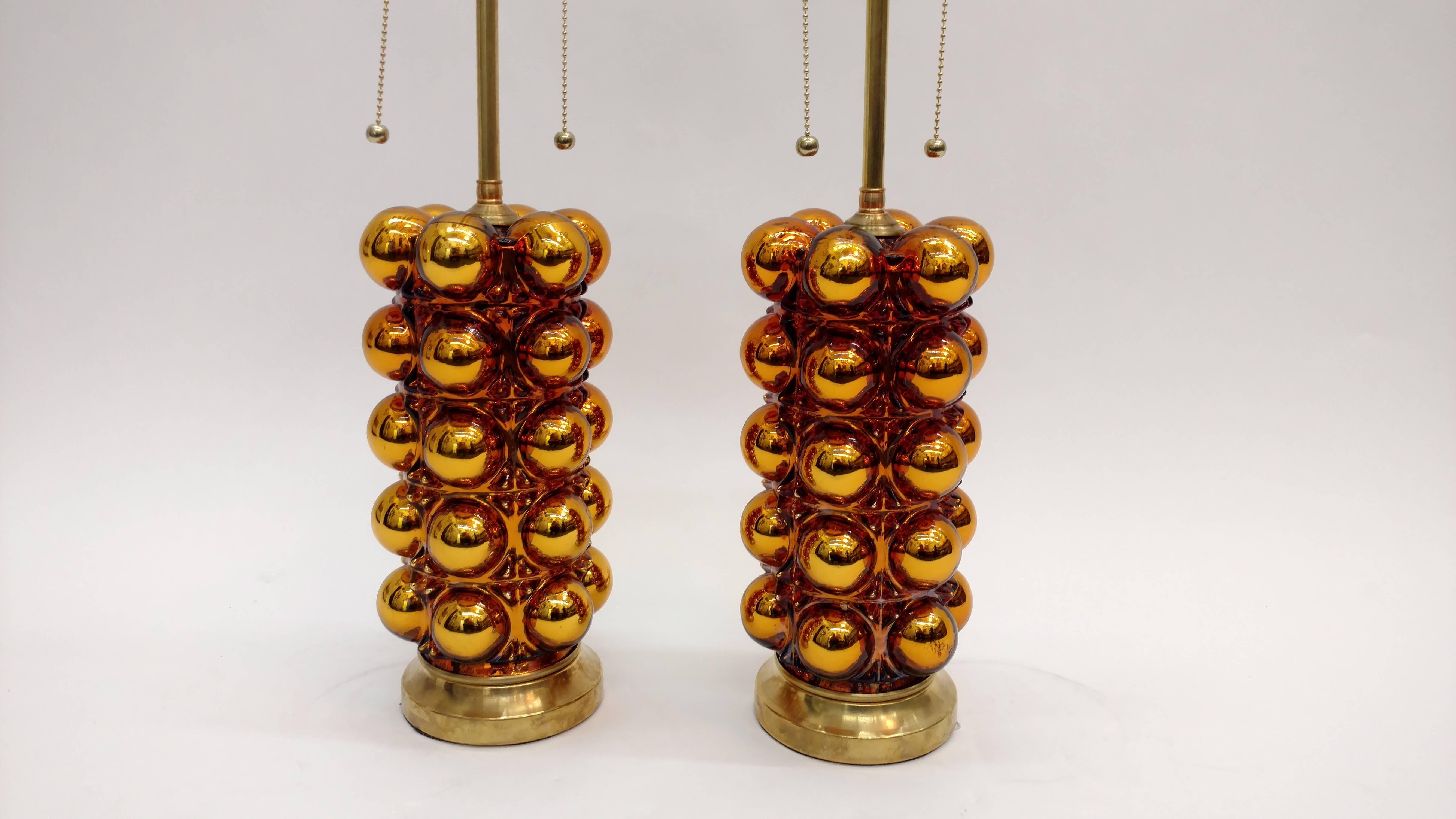 Gold Mercury Glass Bubble Lamps In Excellent Condition For Sale In Tarrytown, NY