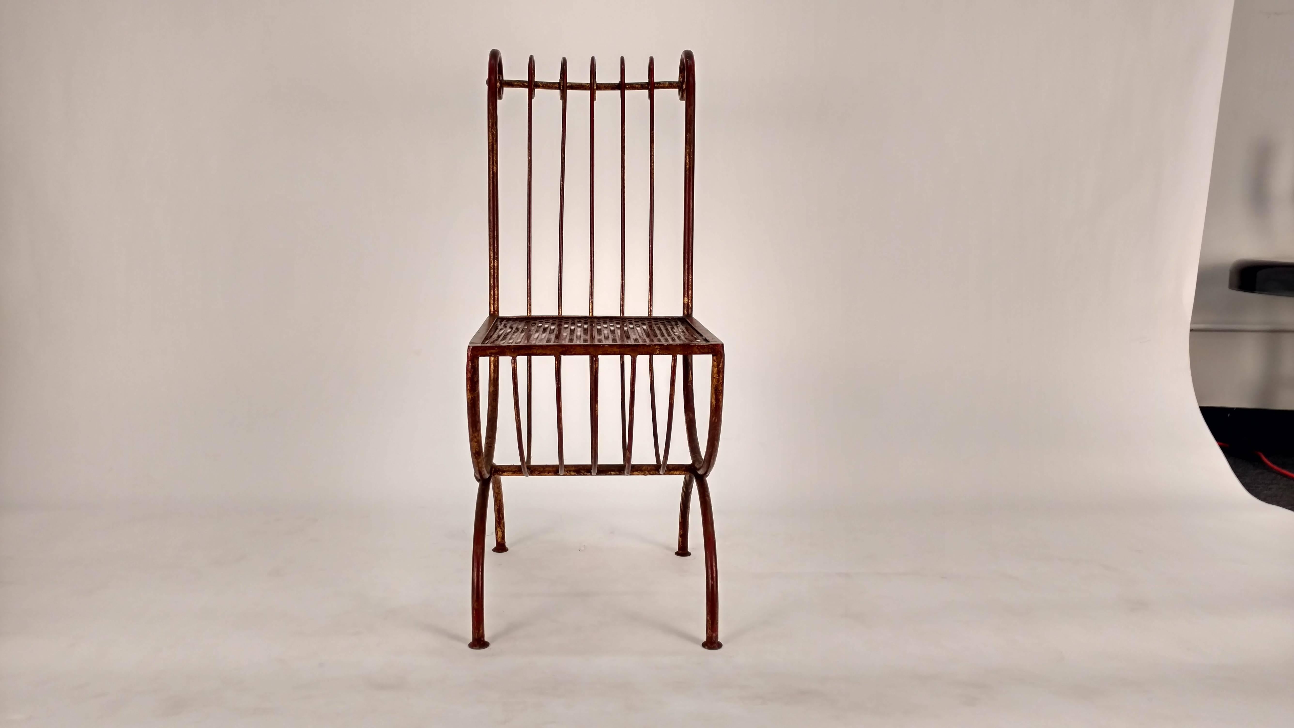 20th Century Italian Gilt Scroll Metal Chair