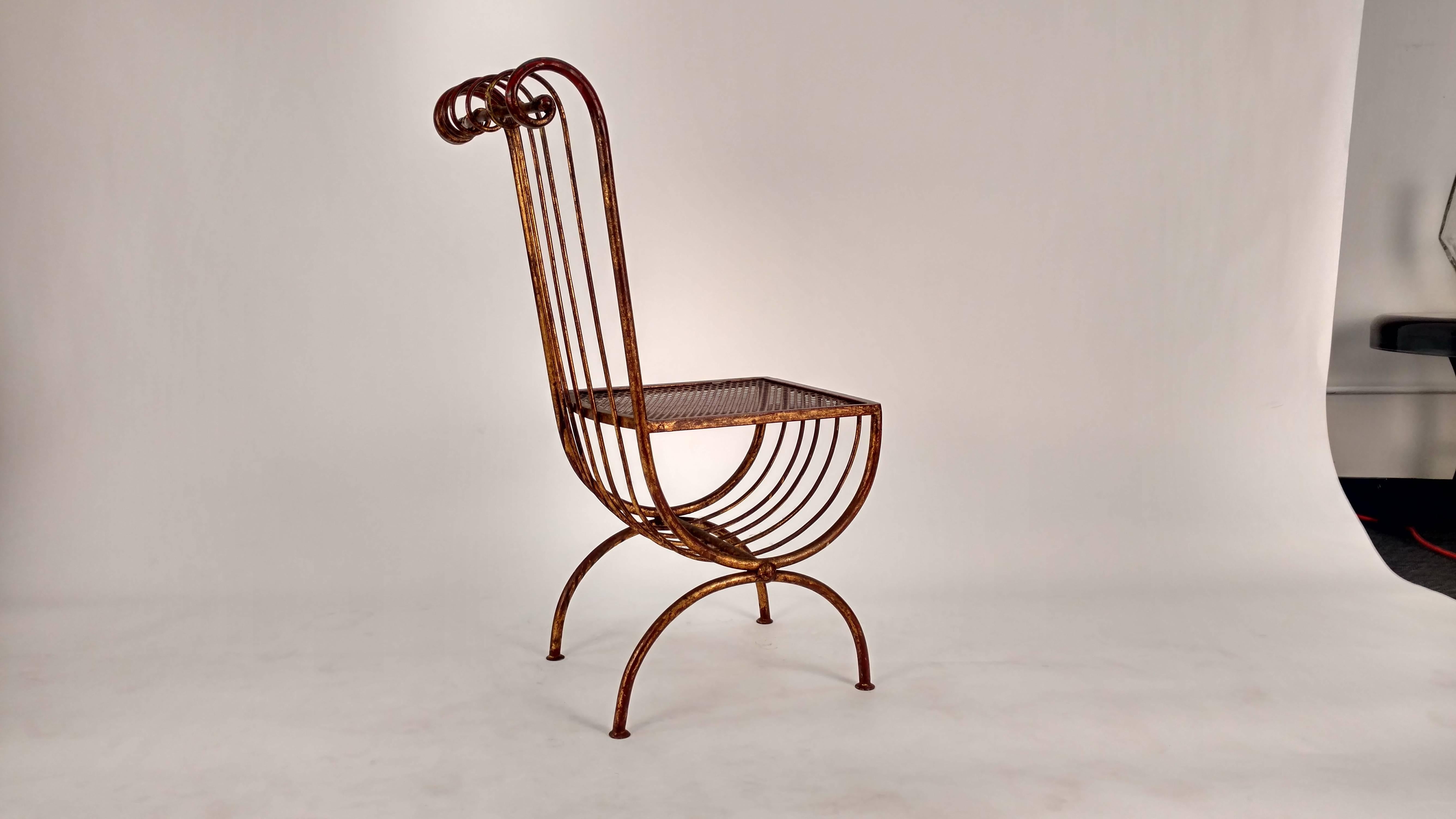 Neoclassical style Italian gilt metal chair.
