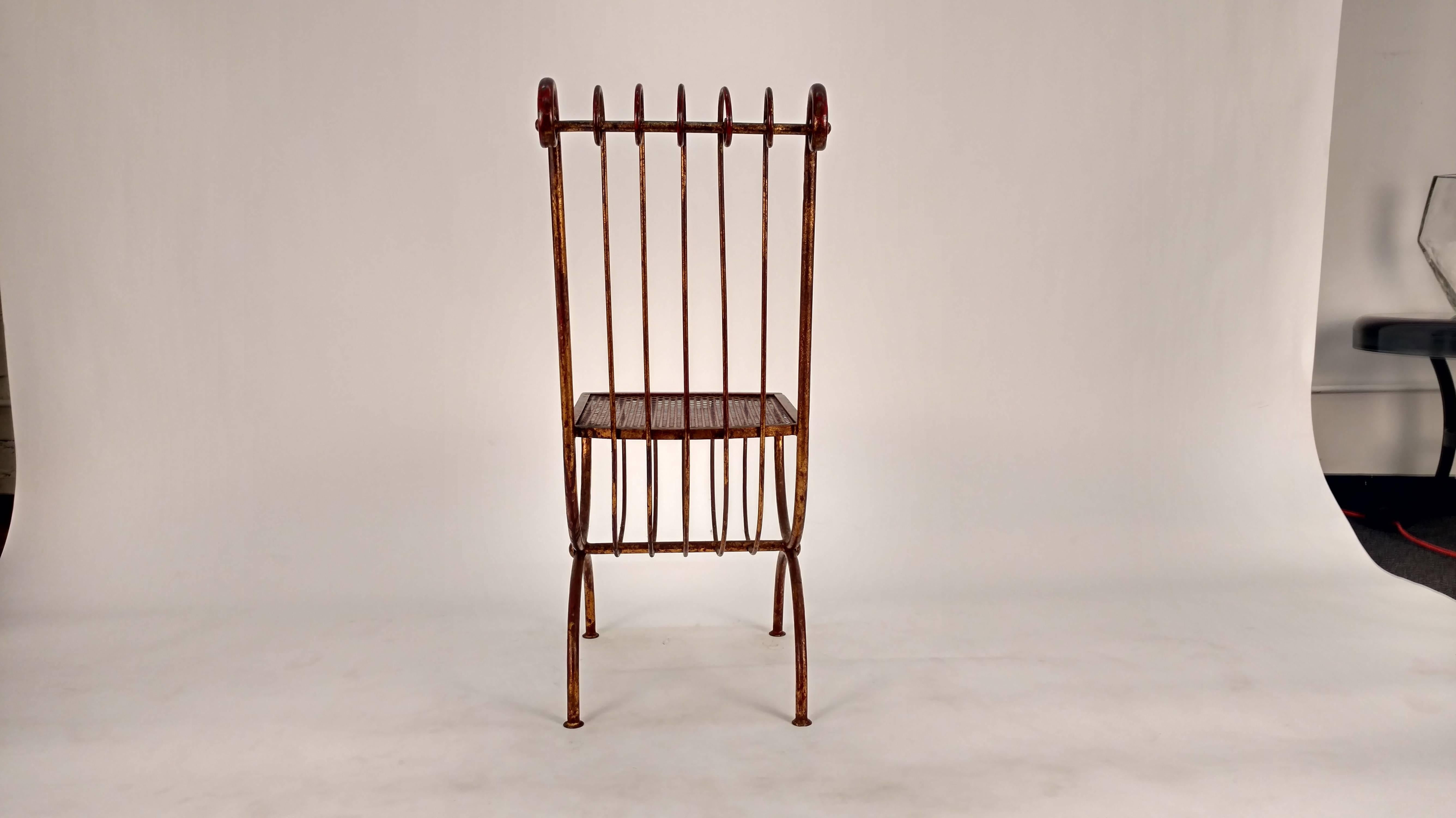 Italian Gilt Scroll Metal Chair 1