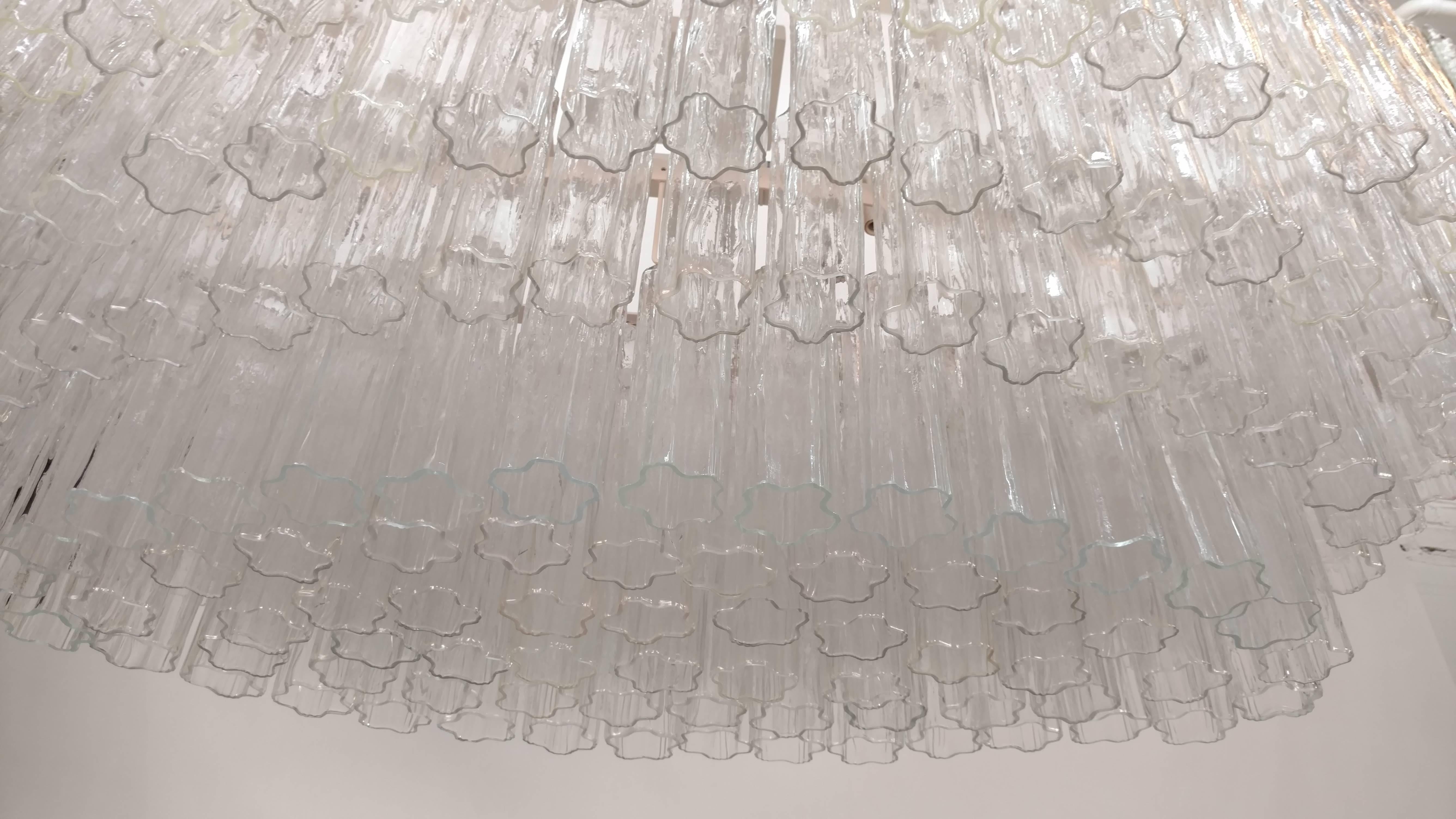 Art Glass Mid-Century Venini Tronchi Glass Chandelier For Sale