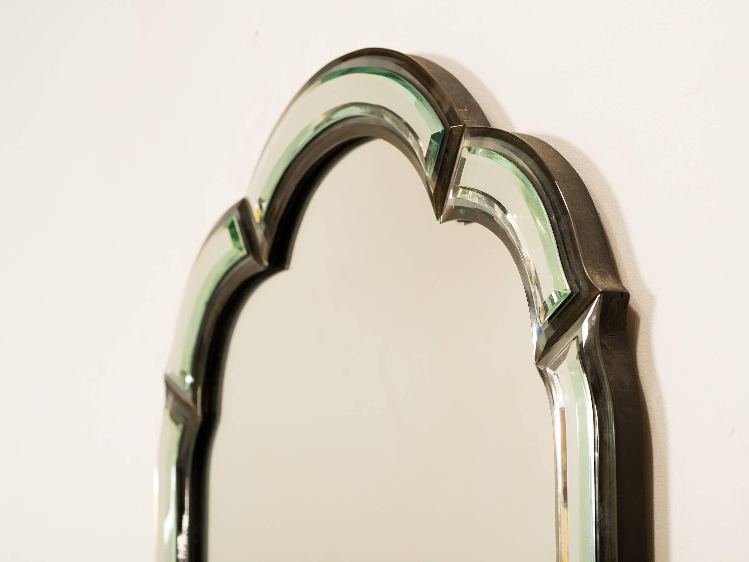 1950s beveled framed mirror 