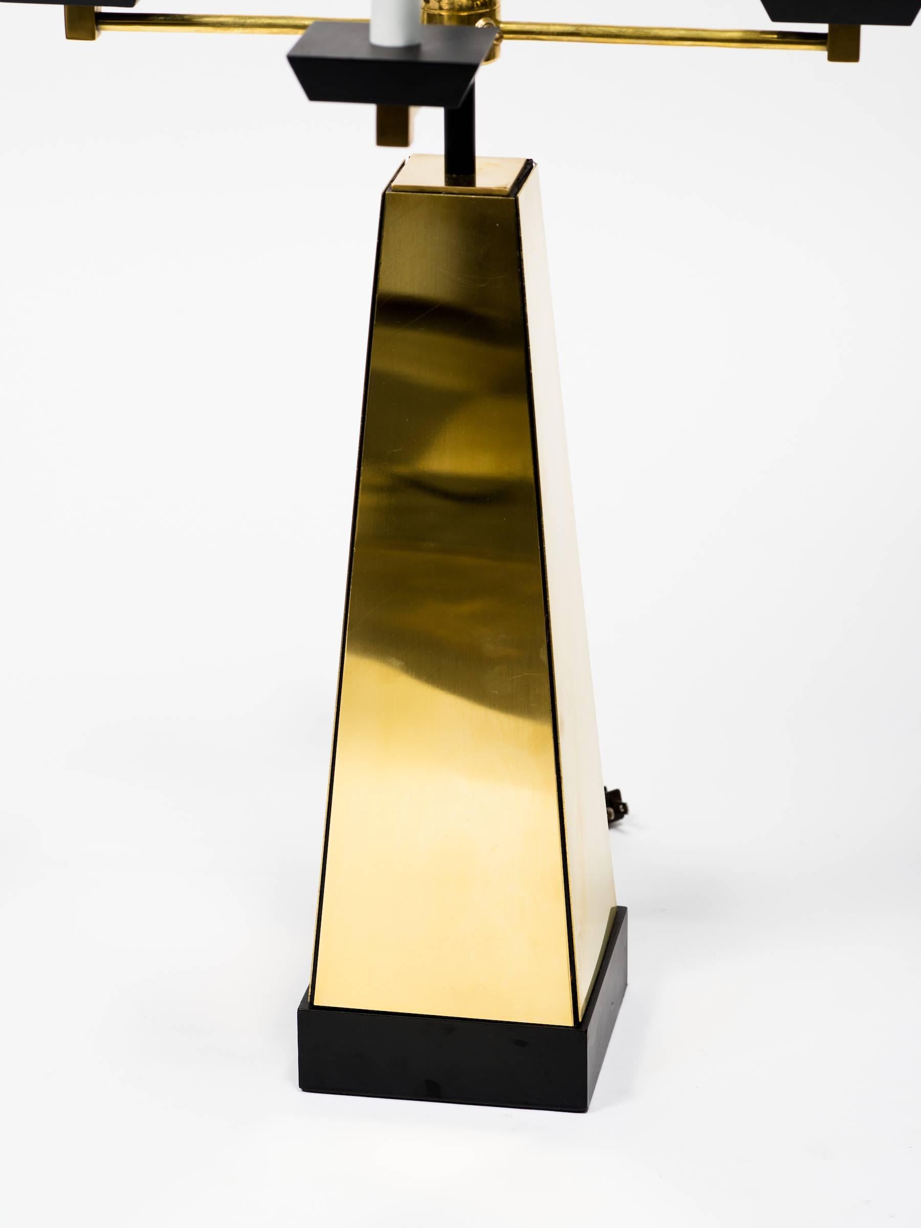 Restored 1950s Brass Obelisk Lamp For Sale 1