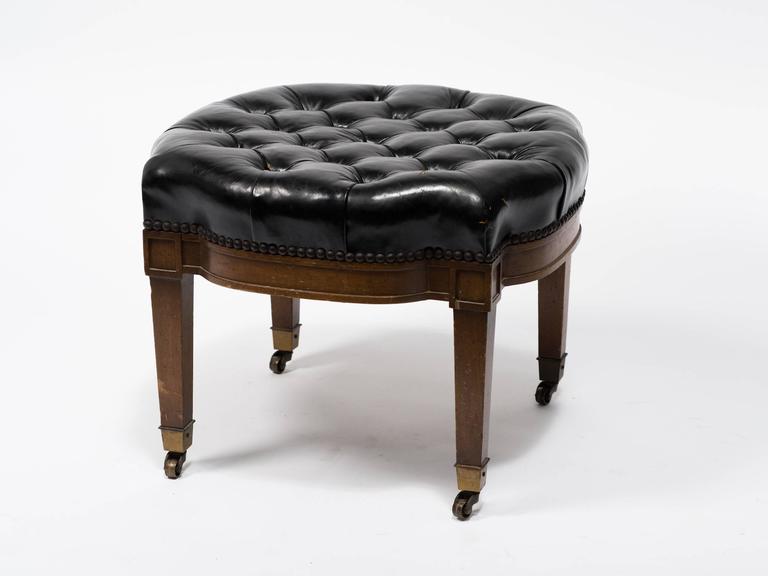1950s Leather Tufted Ottoman on Casters at 1stDibs leather ottoman on