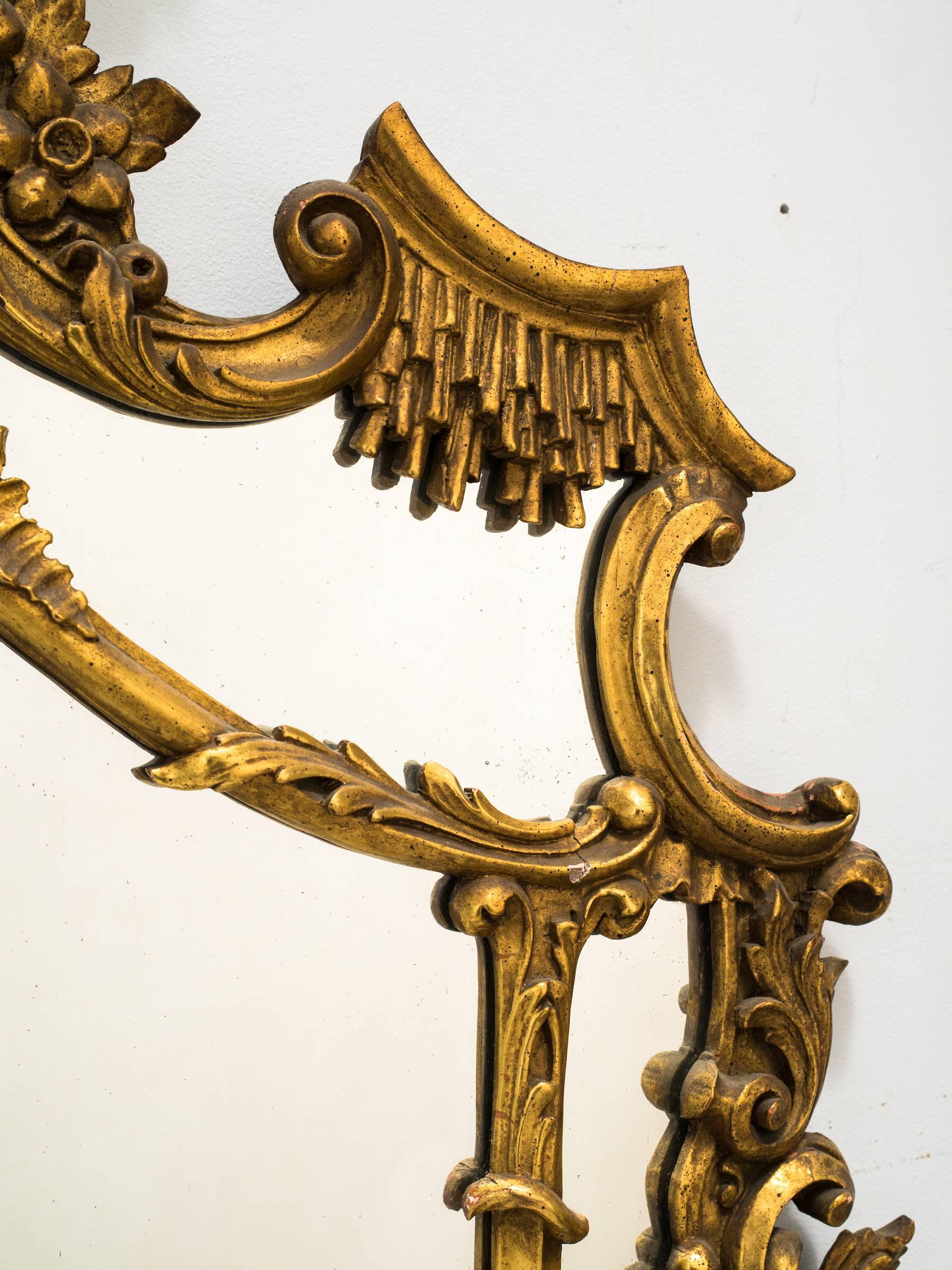 1930s Carved Gilt Wood French Mirror 1