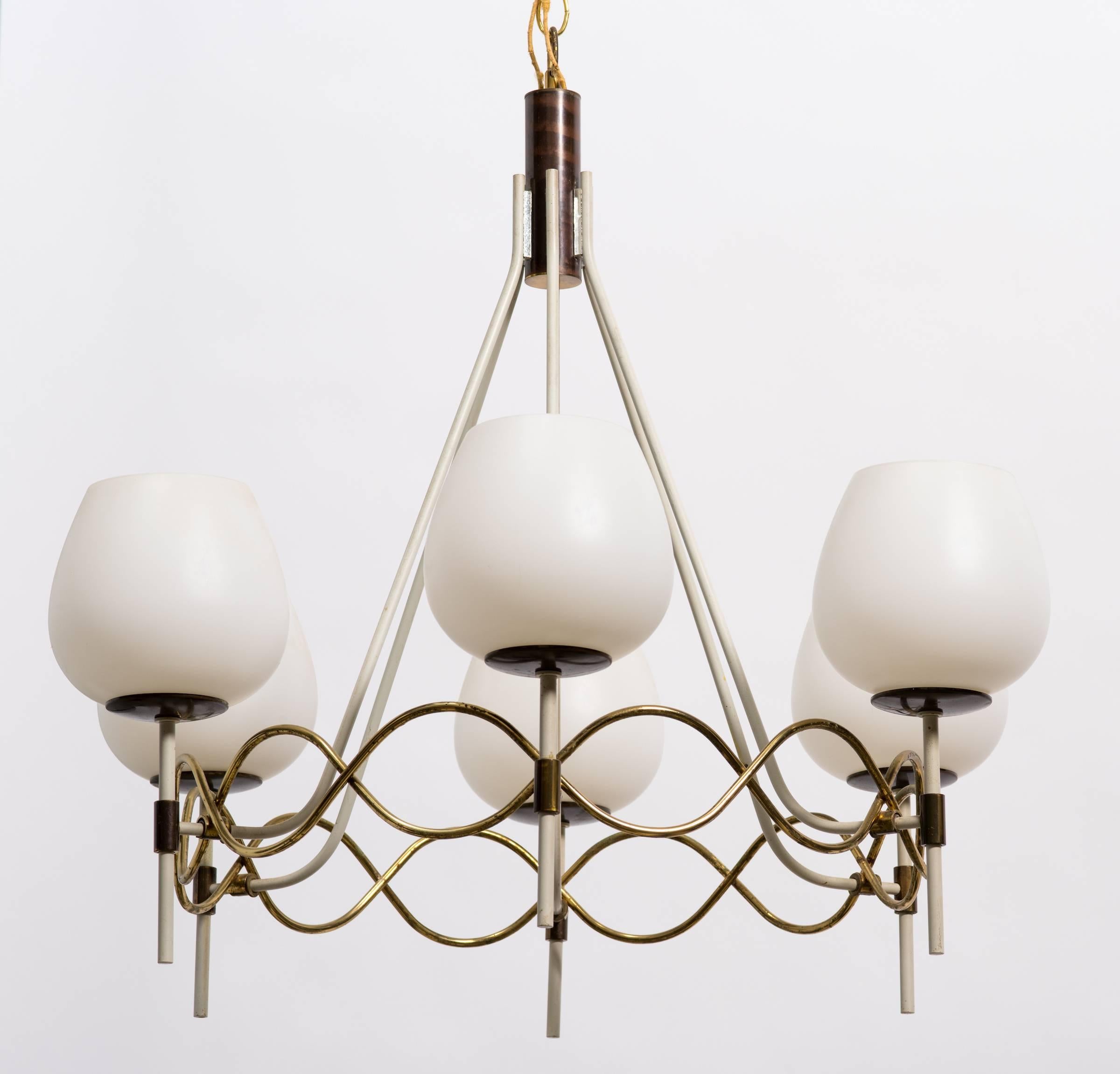 Pair of 1950s Lightolier Chandeliers 2