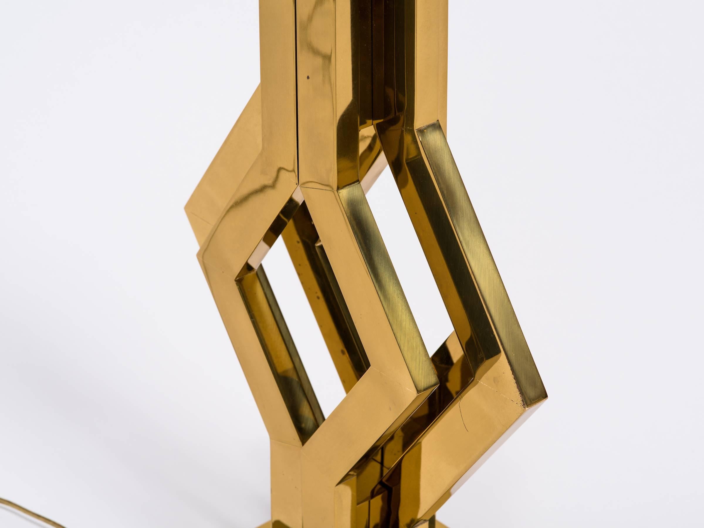 1970s Geometric Brass Table Lamp 2