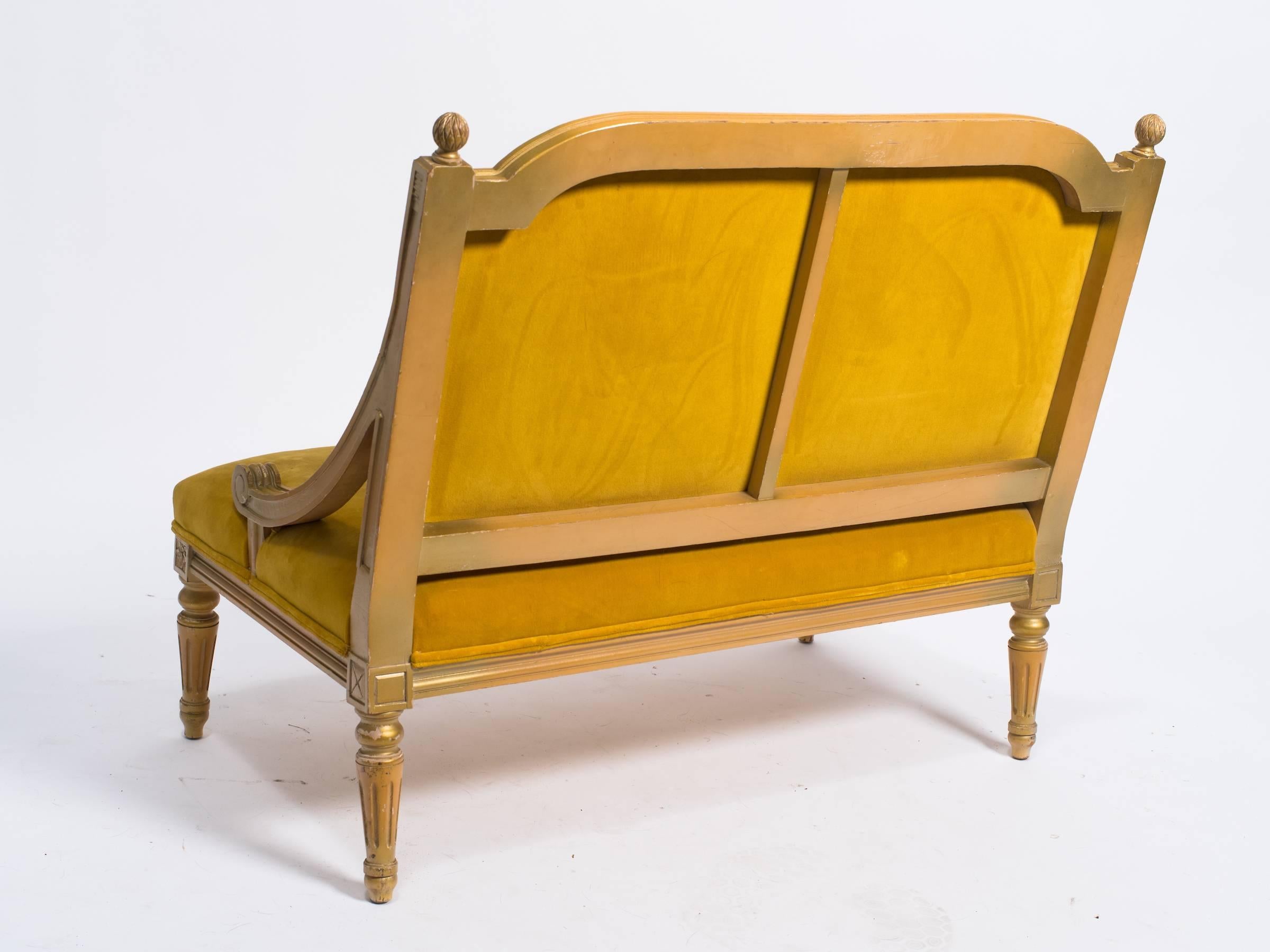 Pair of Directoire French Style 1950s Wood Settees In Good Condition In Tarrytown, NY