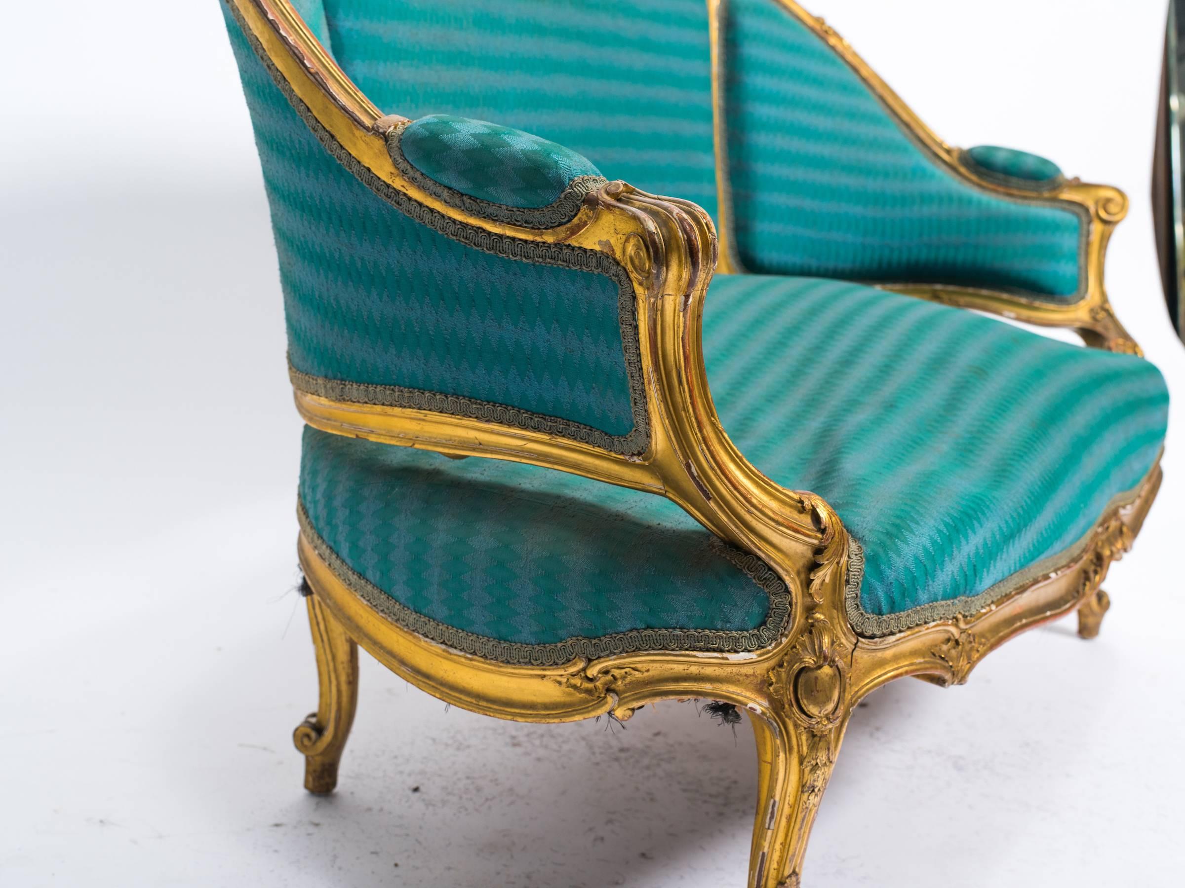 19th century French carved gilt settee.