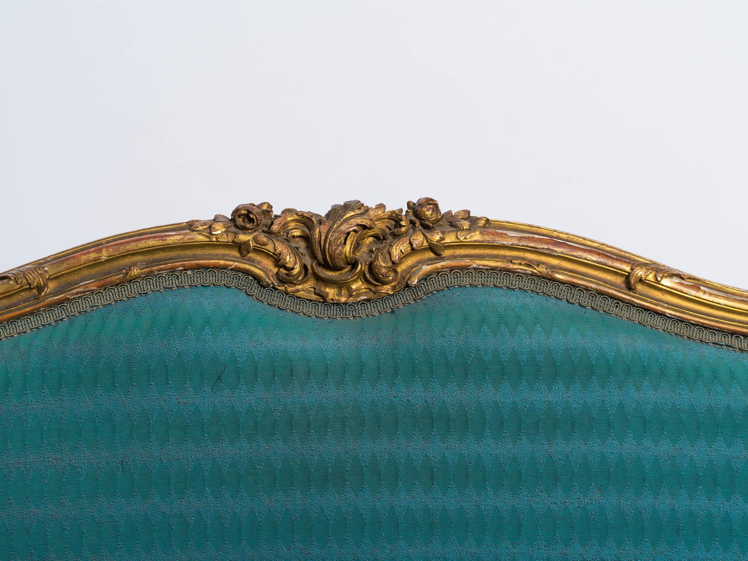 19th Century French Carved Gilt Settee 1