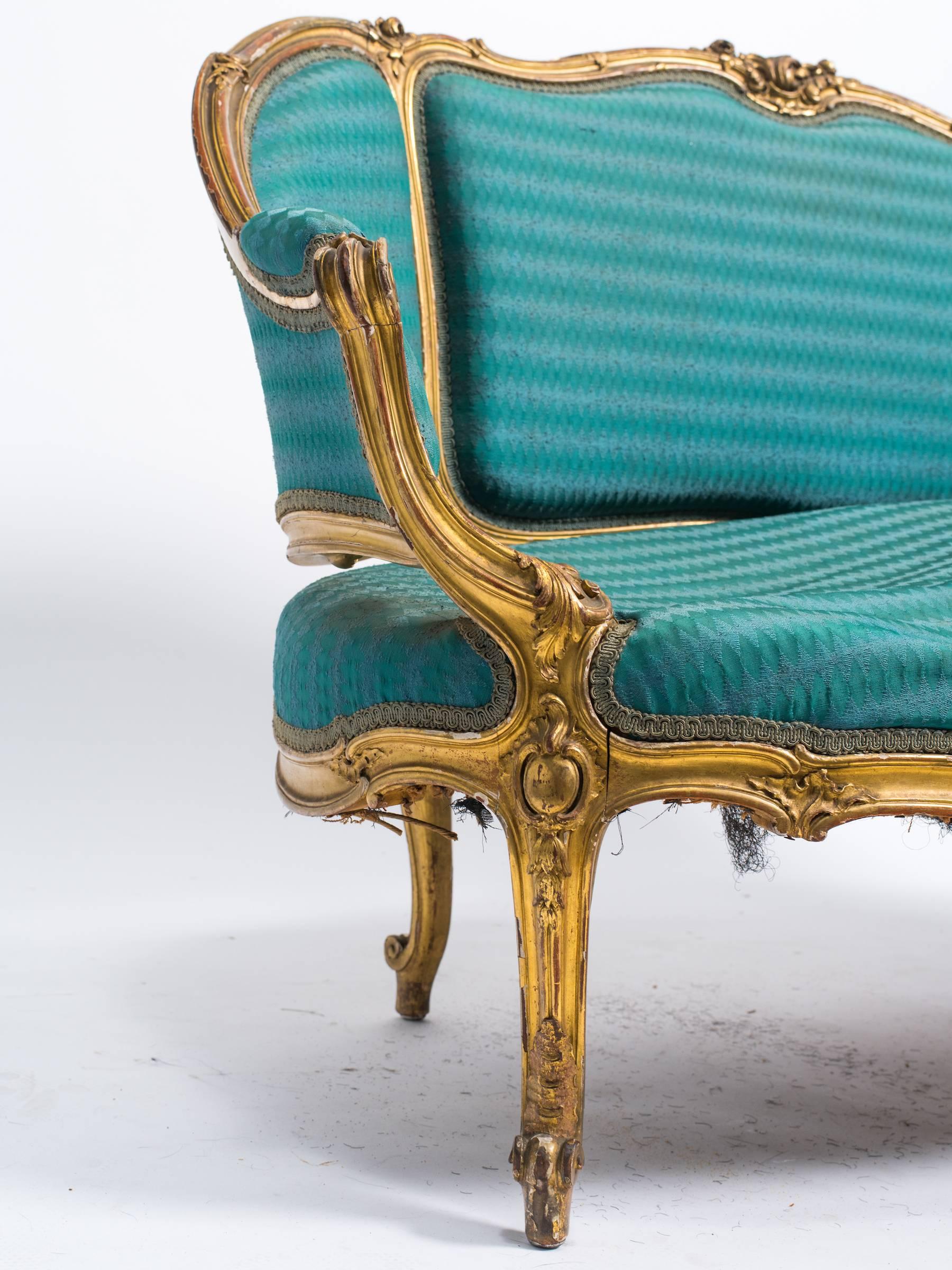 19th Century French Carved Gilt Settee 3
