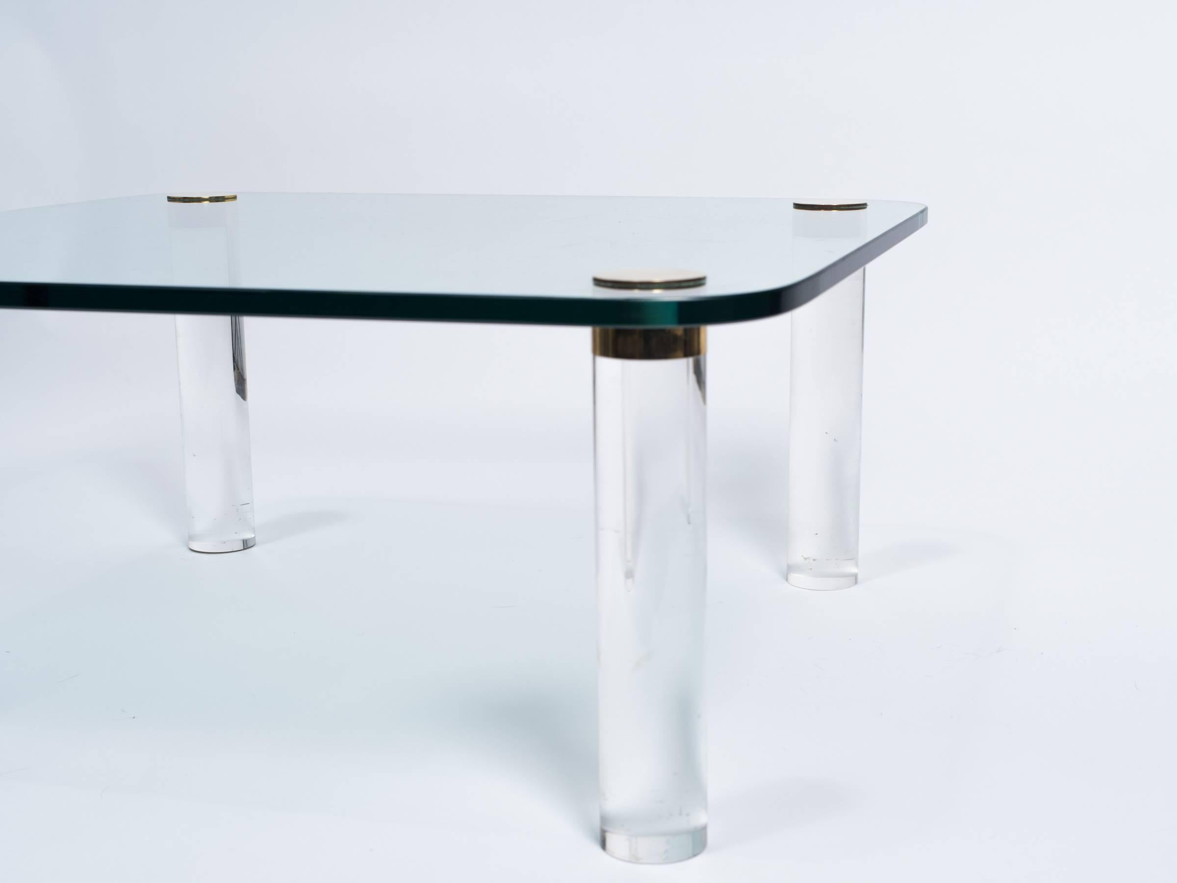 1970s Brass Glass and Lucite Cocktail Table by Pace In Good Condition In Tarrytown, NY