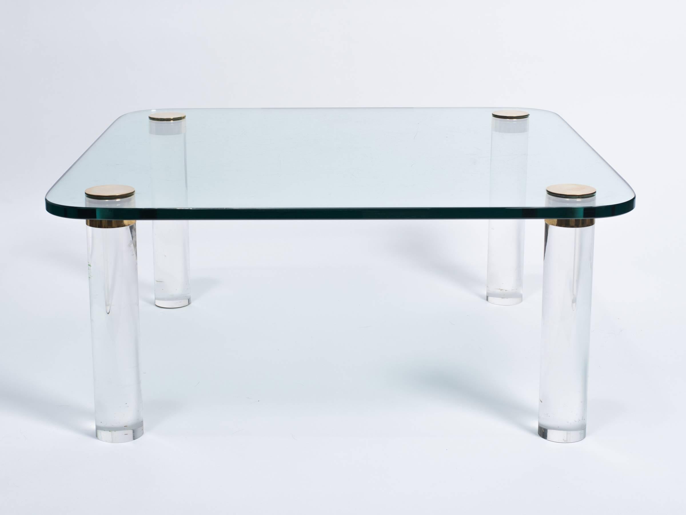 Late 20th Century 1970s Brass Glass and Lucite Cocktail Table by Pace