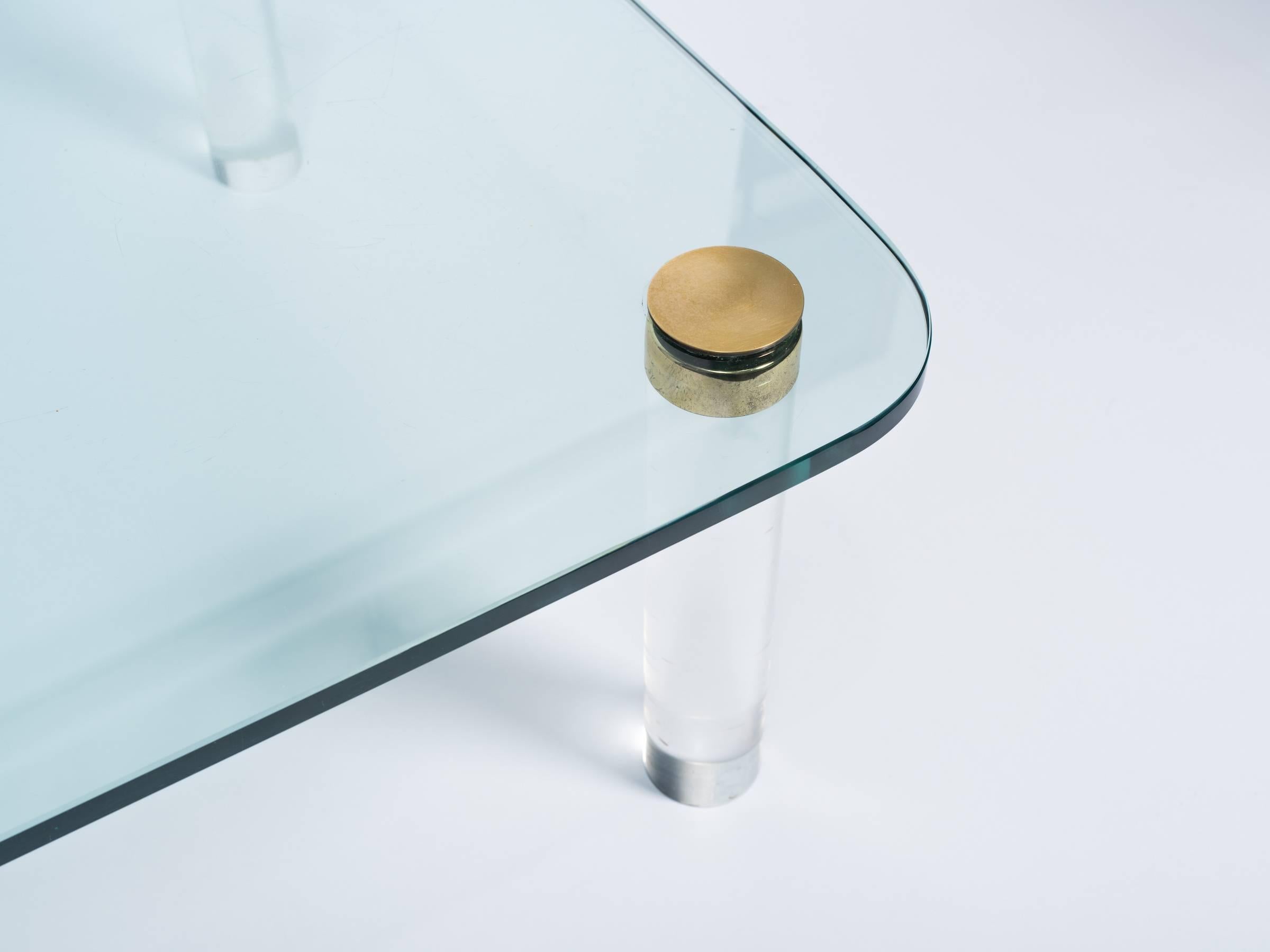 1970s Brass Glass and Lucite Cocktail Table by Pace 4
